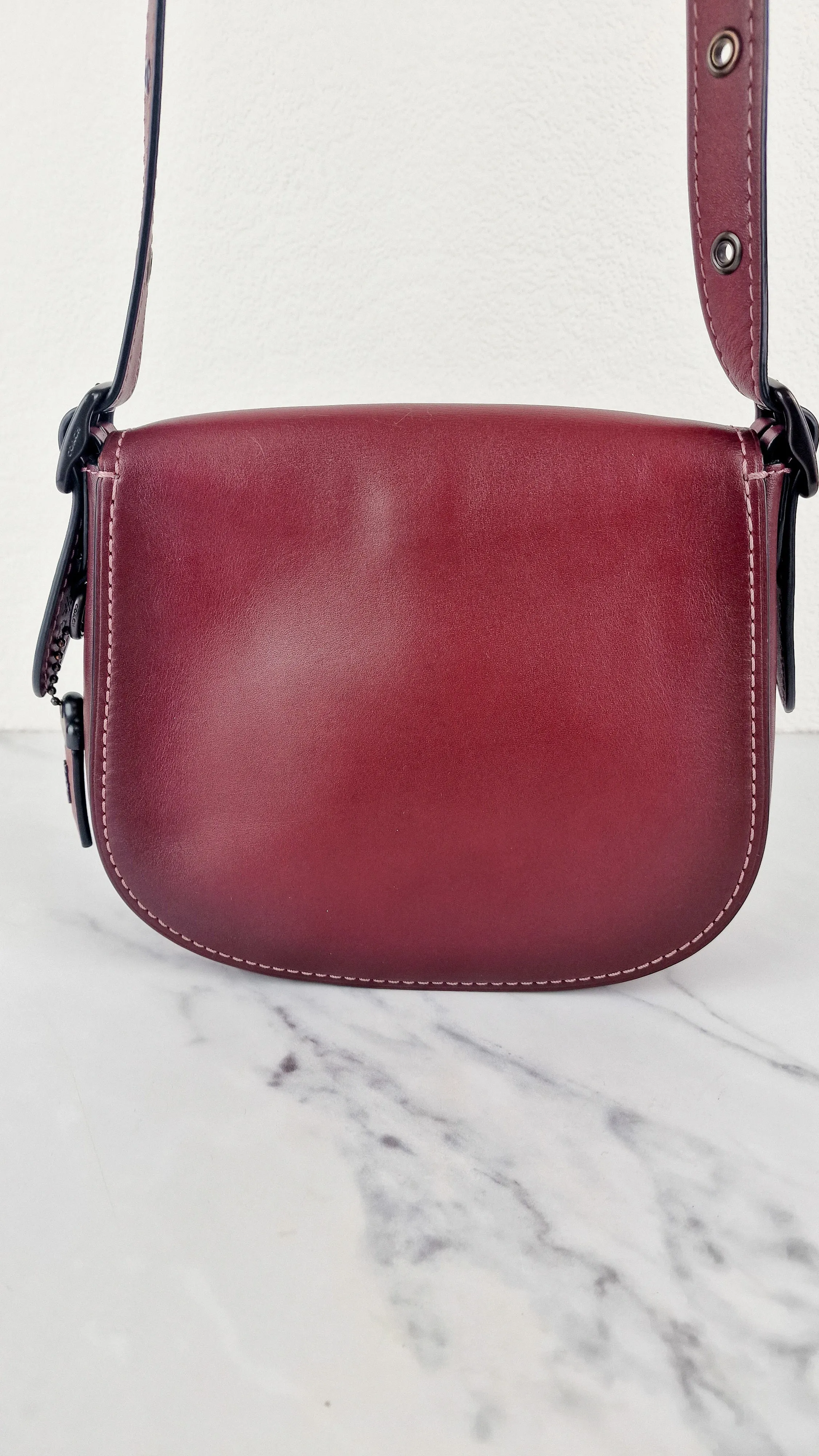 Coach 1941 Saddle 23 Bag in Burgundy Smooth Leather - Crossbody Shoulder Bag Red - Coach 55036