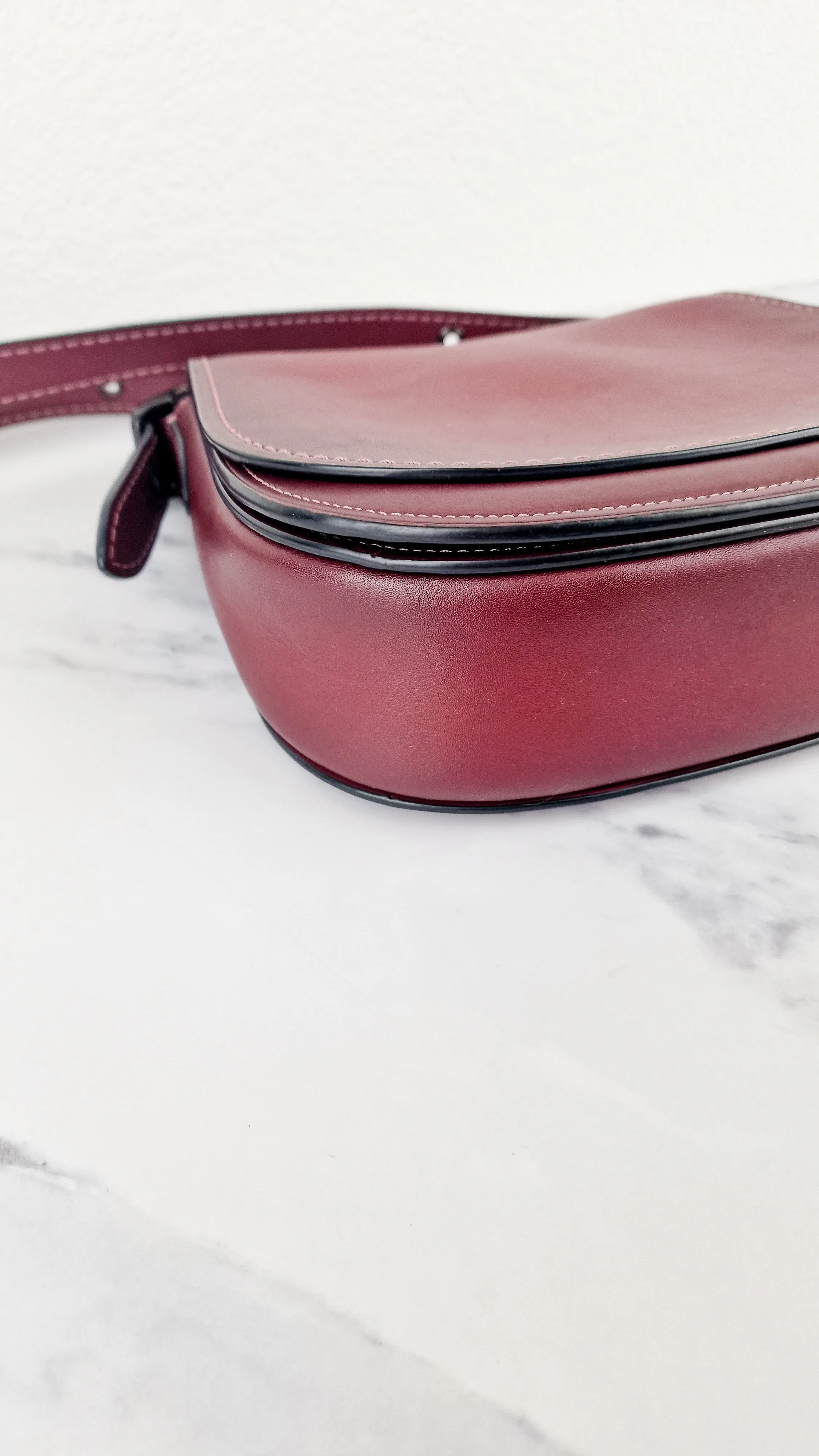Coach 1941 Saddle 23 Bag in Burgundy Smooth Leather - Crossbody Shoulder Bag Red - Coach 55036