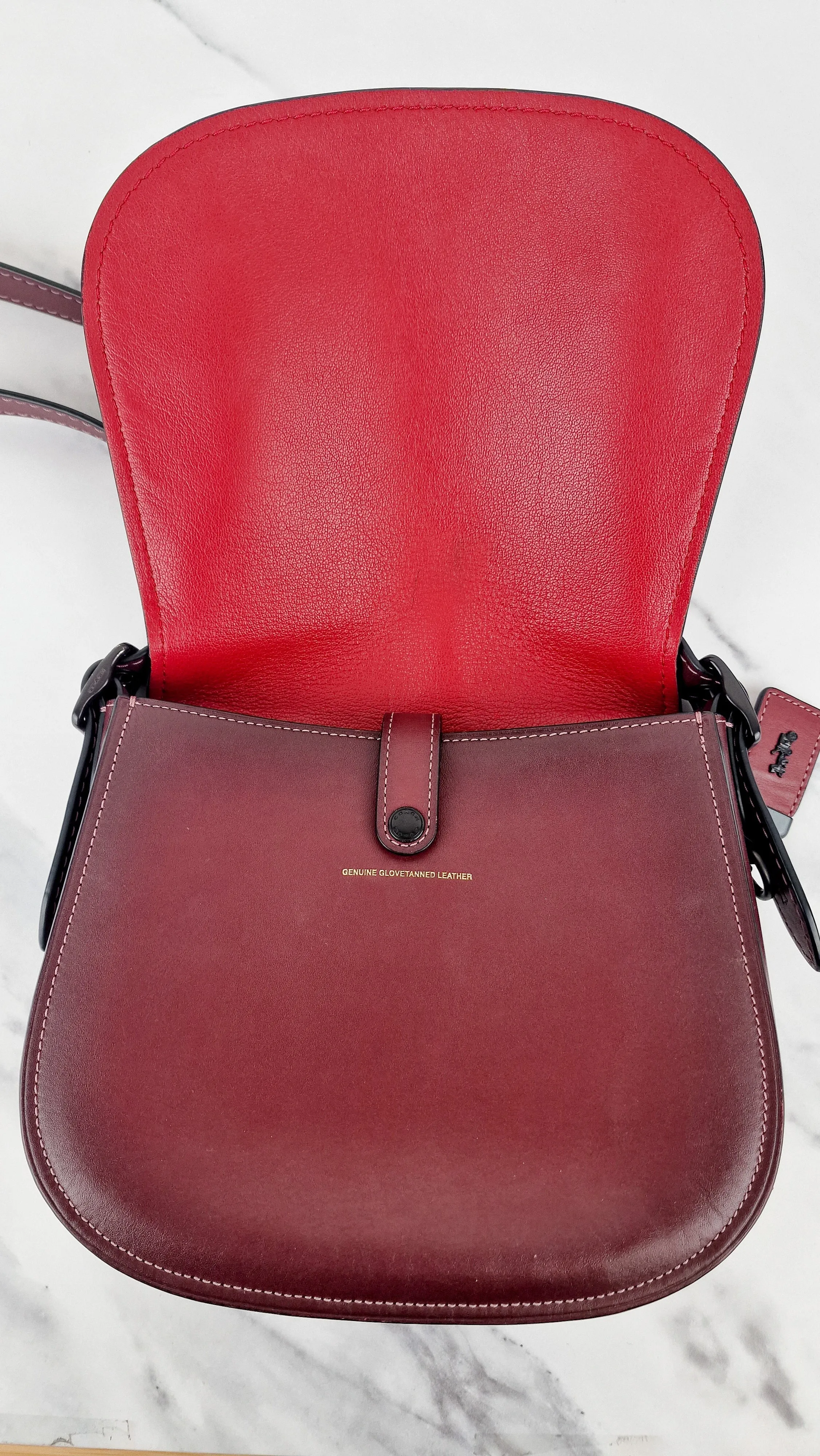 Coach 1941 Saddle 23 Bag in Burgundy Smooth Leather - Crossbody Shoulder Bag Red - Coach 55036