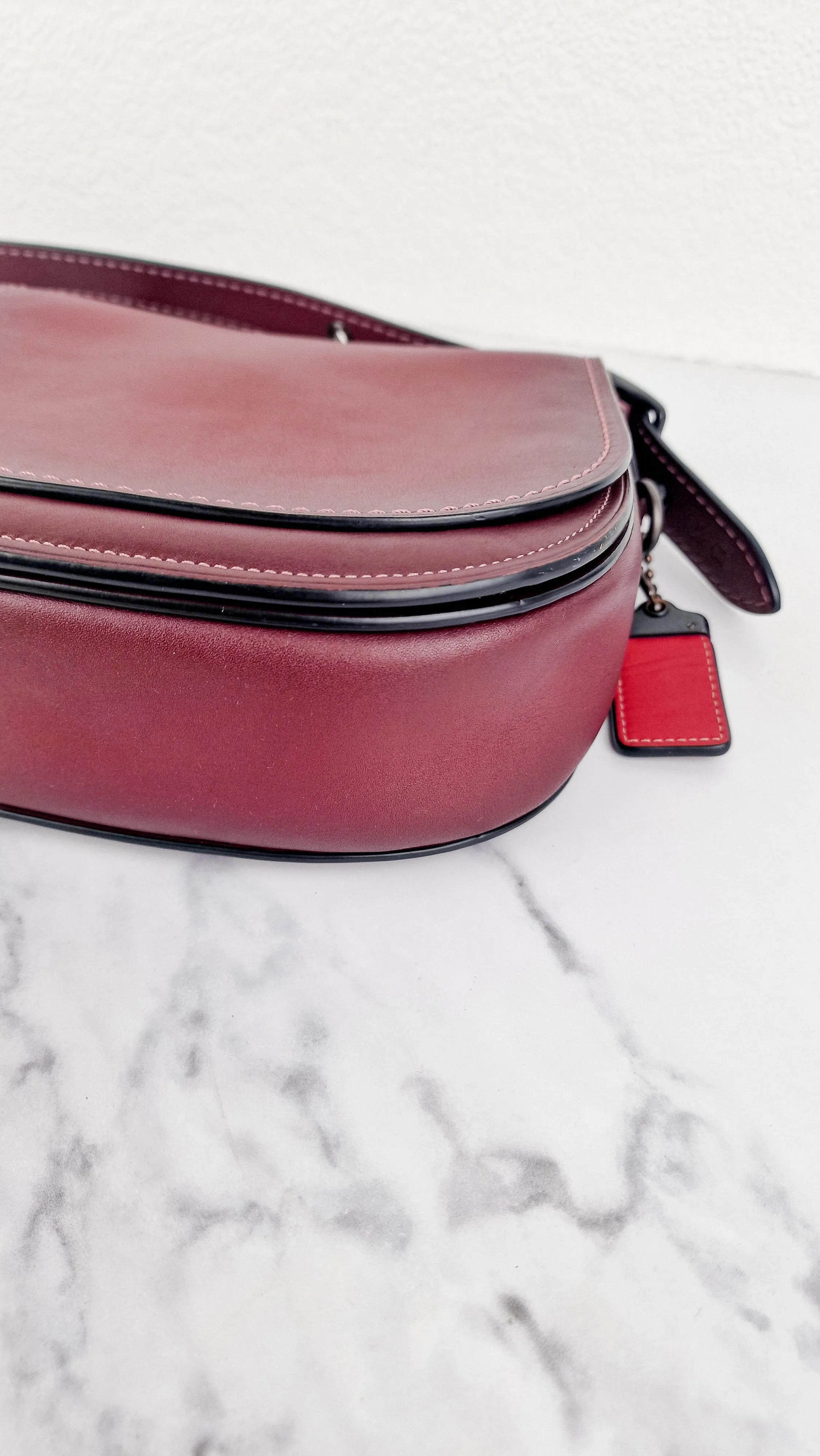 Coach 1941 Saddle 23 Bag in Burgundy Smooth Leather - Crossbody Shoulder Bag Red - Coach 55036