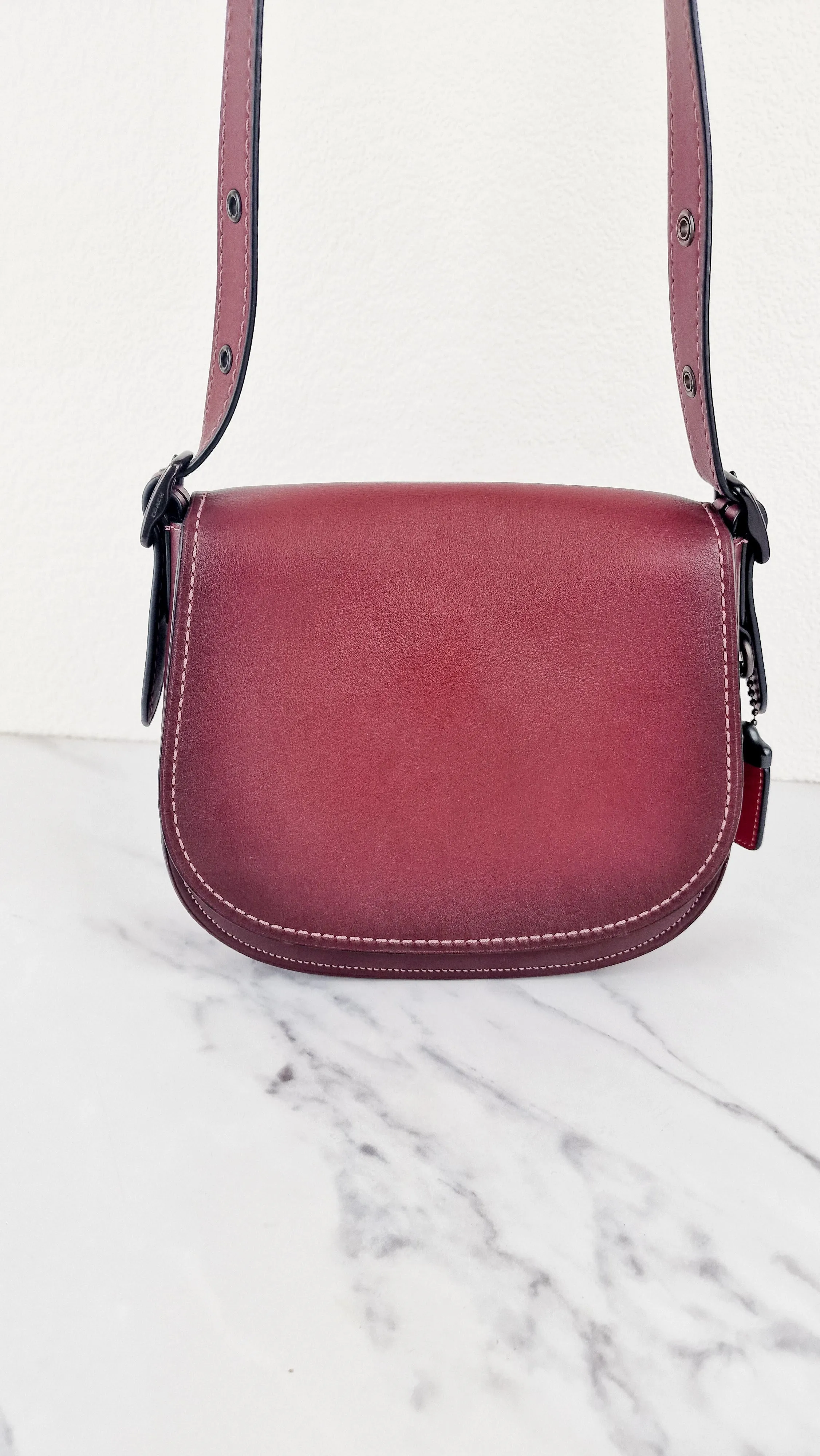 Coach 1941 Saddle 23 Bag in Burgundy Smooth Leather - Crossbody Shoulder Bag Red - Coach 55036