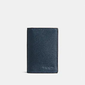 Coach Bifold Card Case In Crossgrain Leather Dark Denim F86763 DDE
