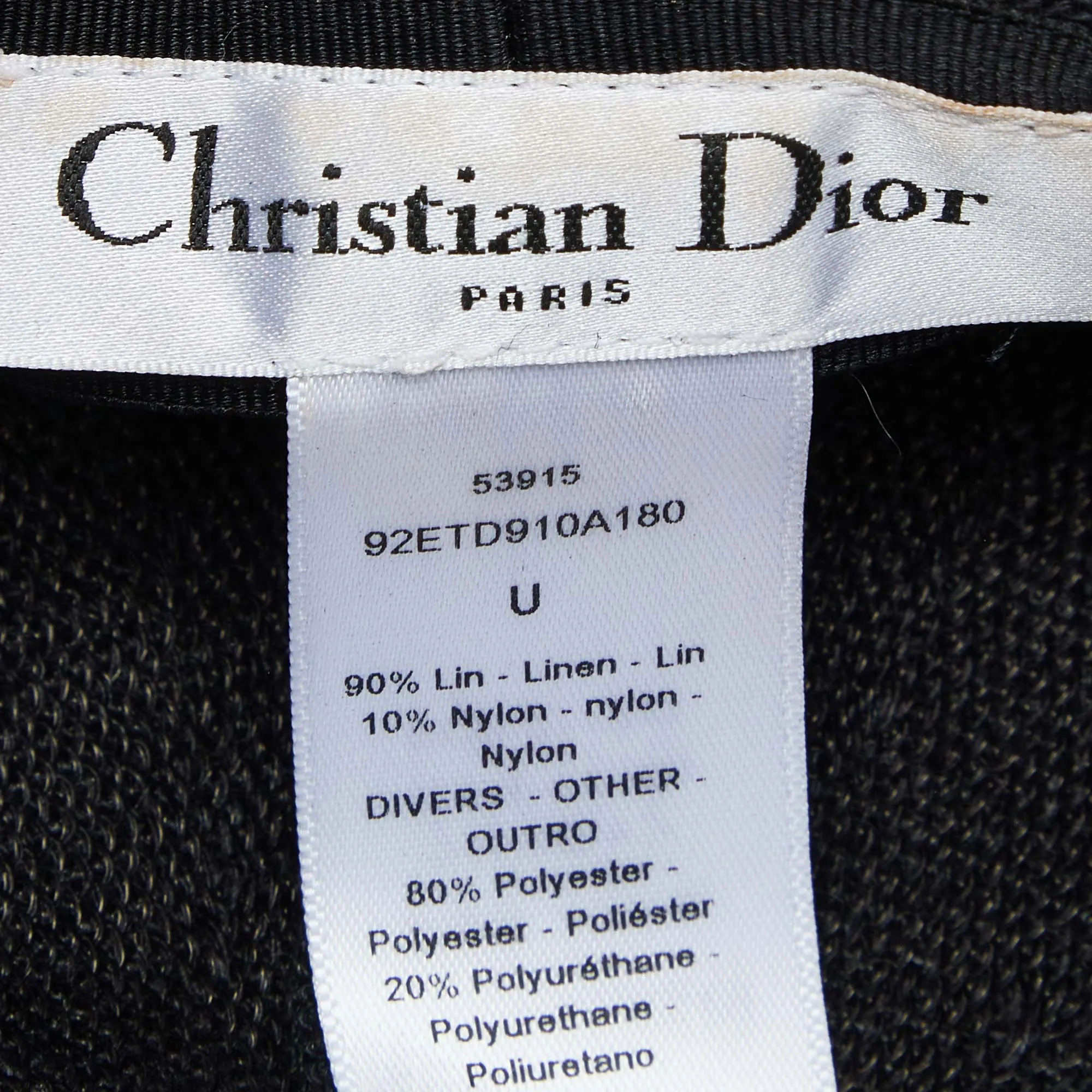 DIOR Black Logo Detail Linen Beret Hat