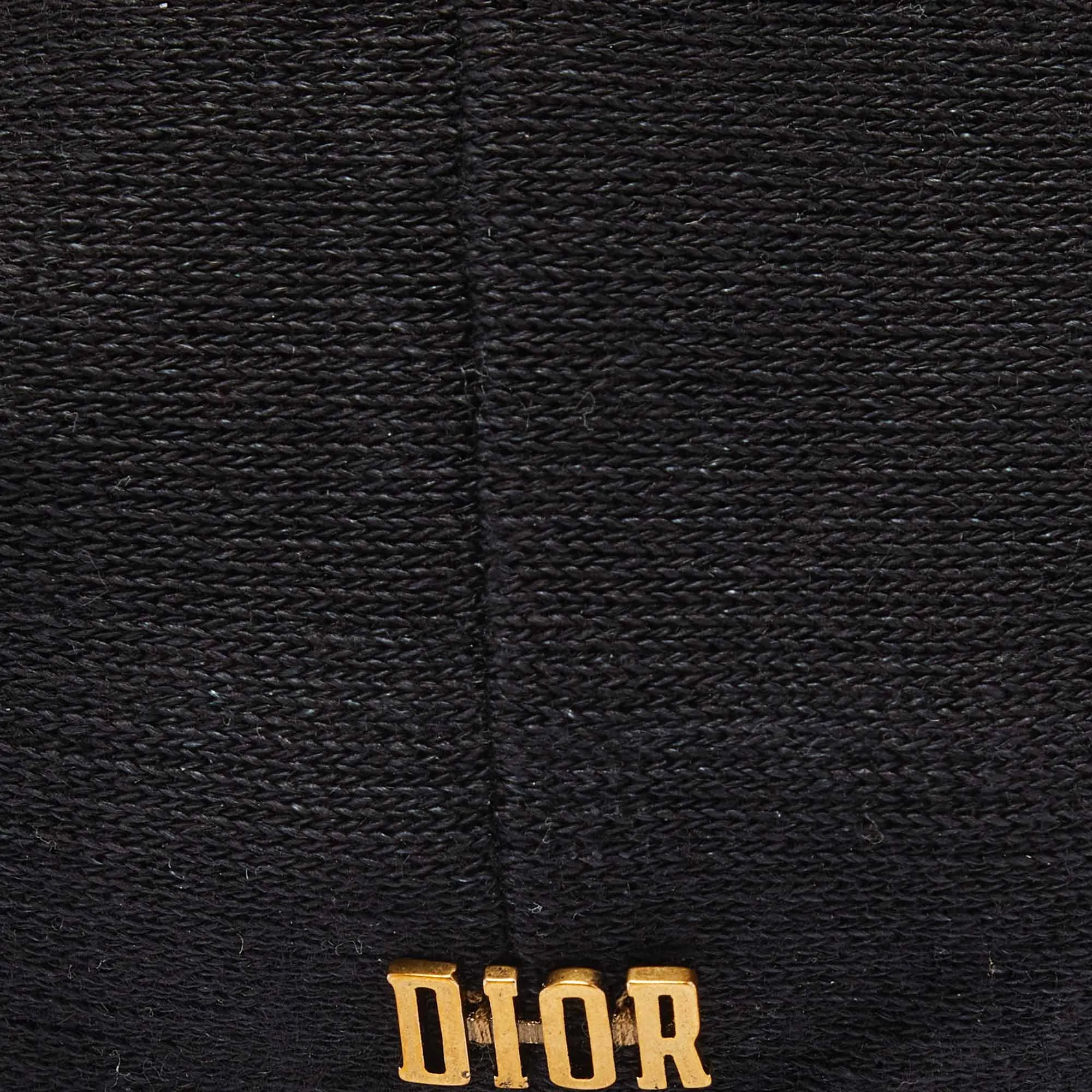 DIOR Black Logo Detail Linen Beret Hat