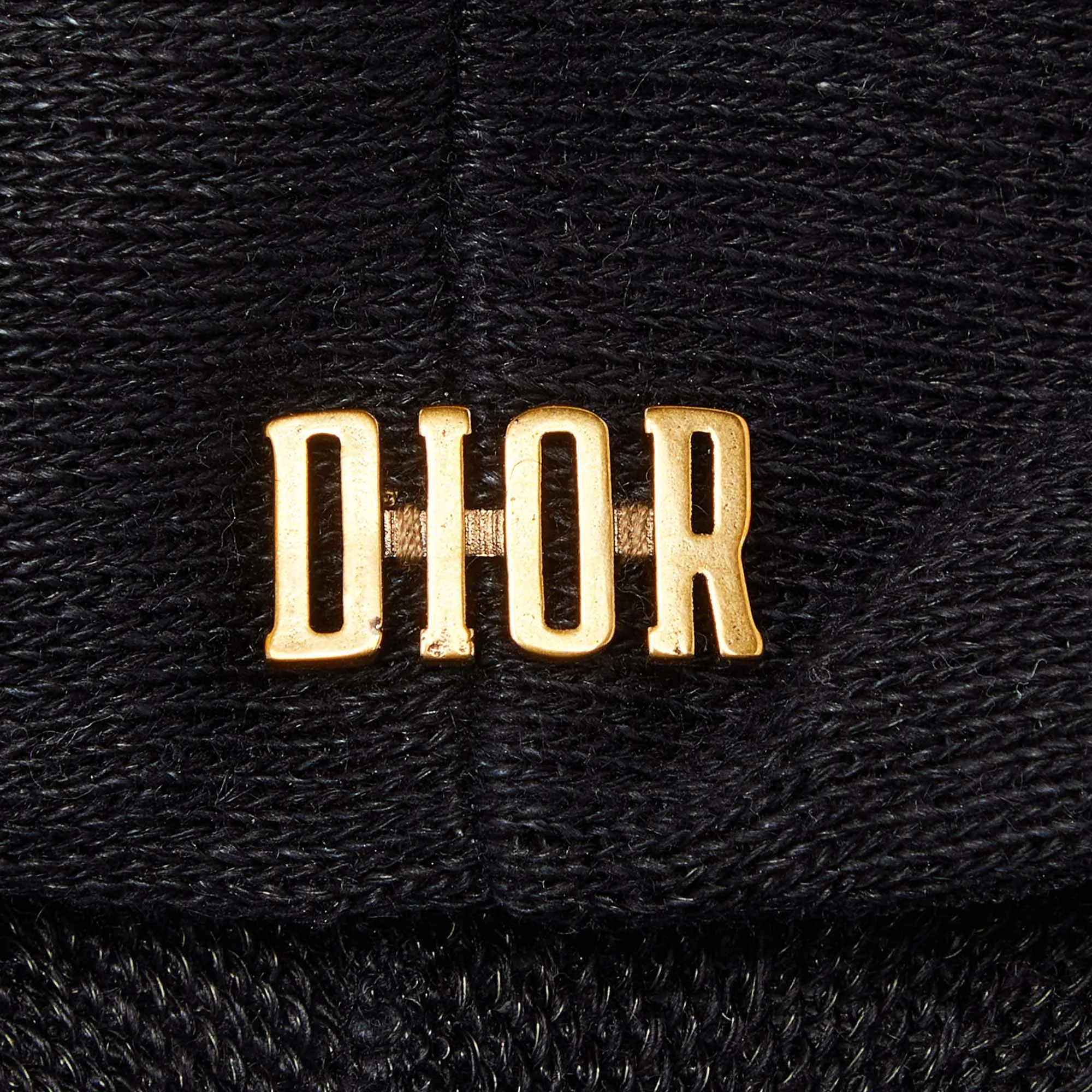 DIOR Black Logo Detail Linen Beret Hat