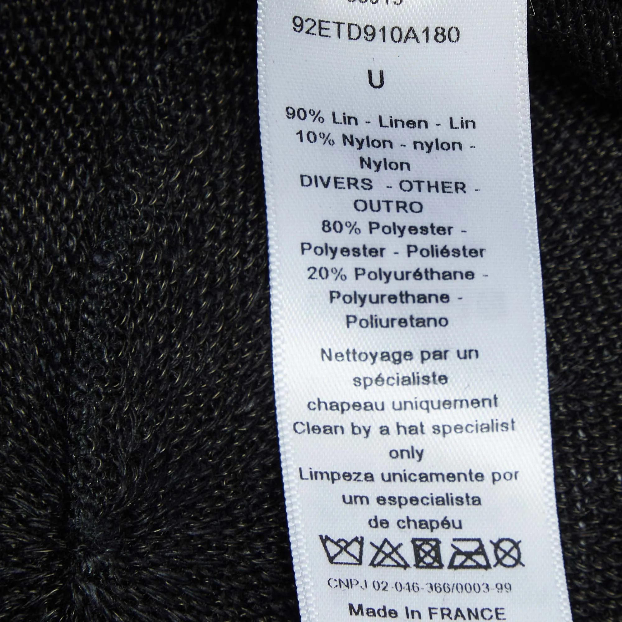 DIOR Black Logo Detail Linen Beret Hat