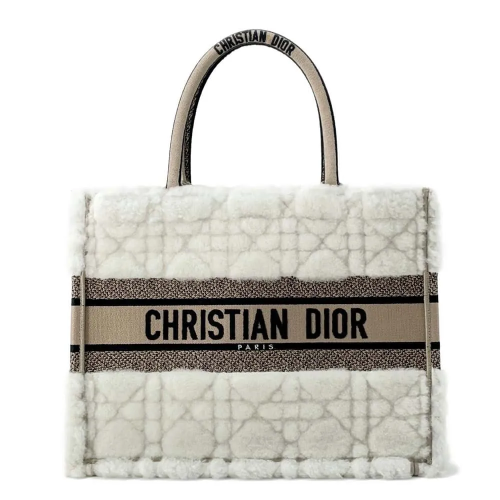 Dior Book tote Ivory/Beige M1296ZMBU M15I Boa Canvas Size Medium