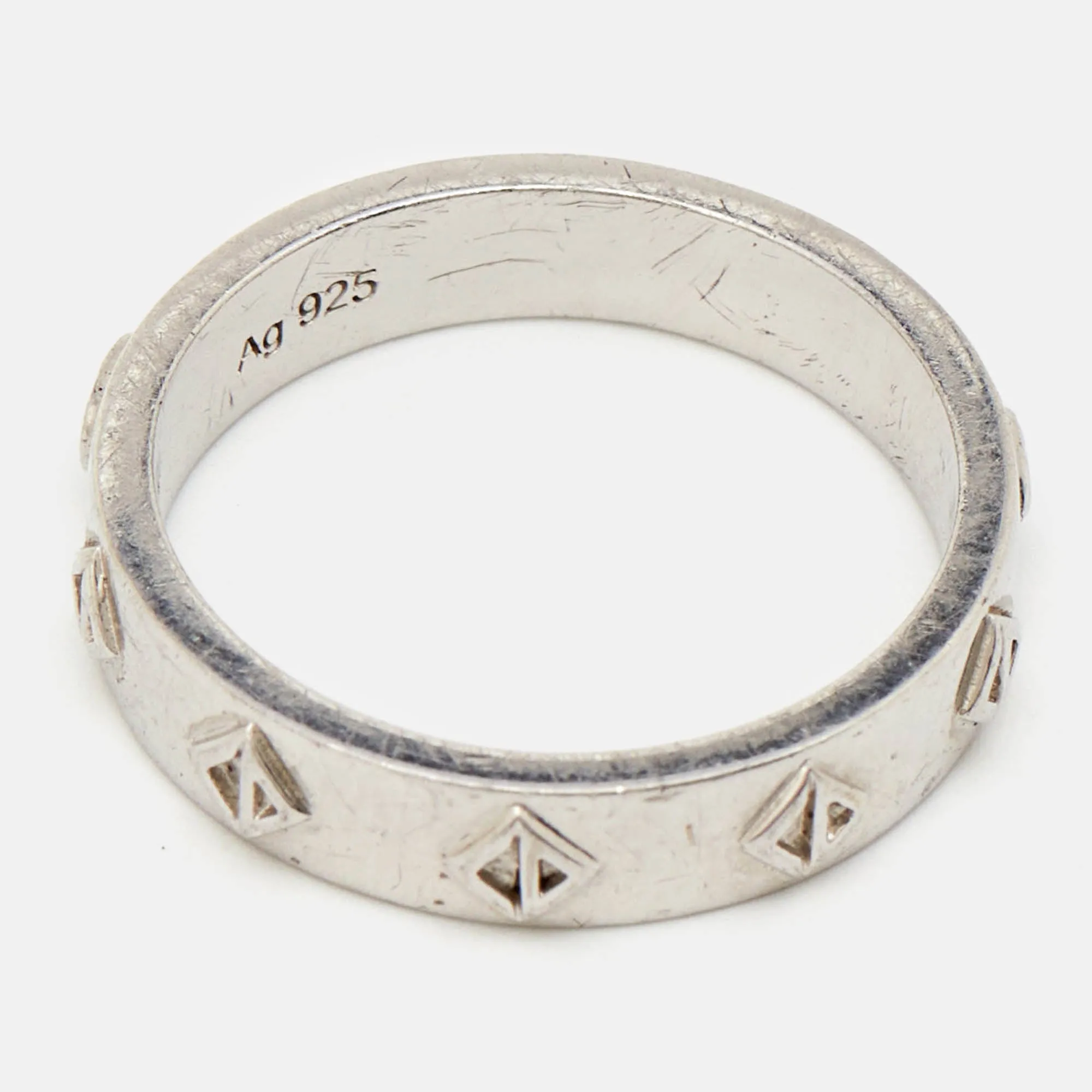 DIOR CD Diamond Sterling Silver Ring Size 58