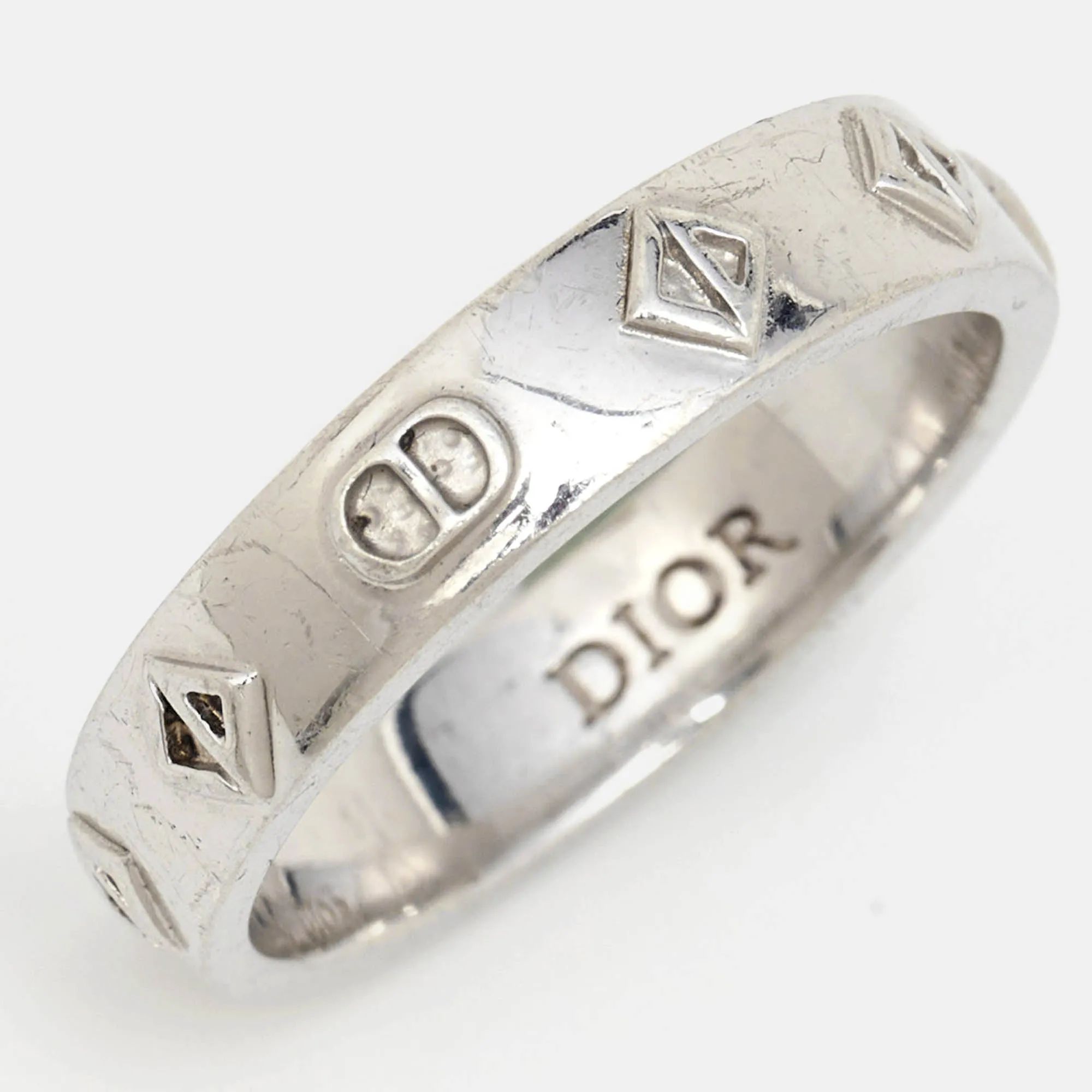 DIOR CD Diamond Sterling Silver Ring Size 58