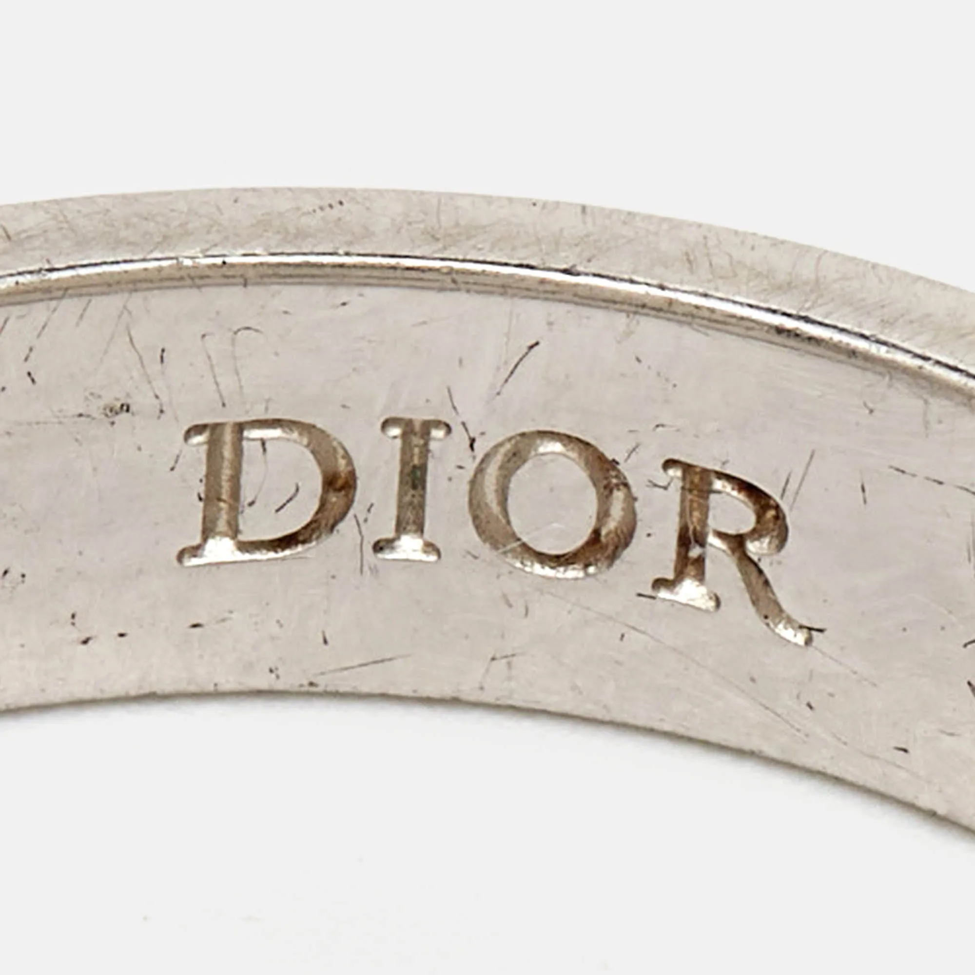 DIOR CD Diamond Sterling Silver Ring Size 58