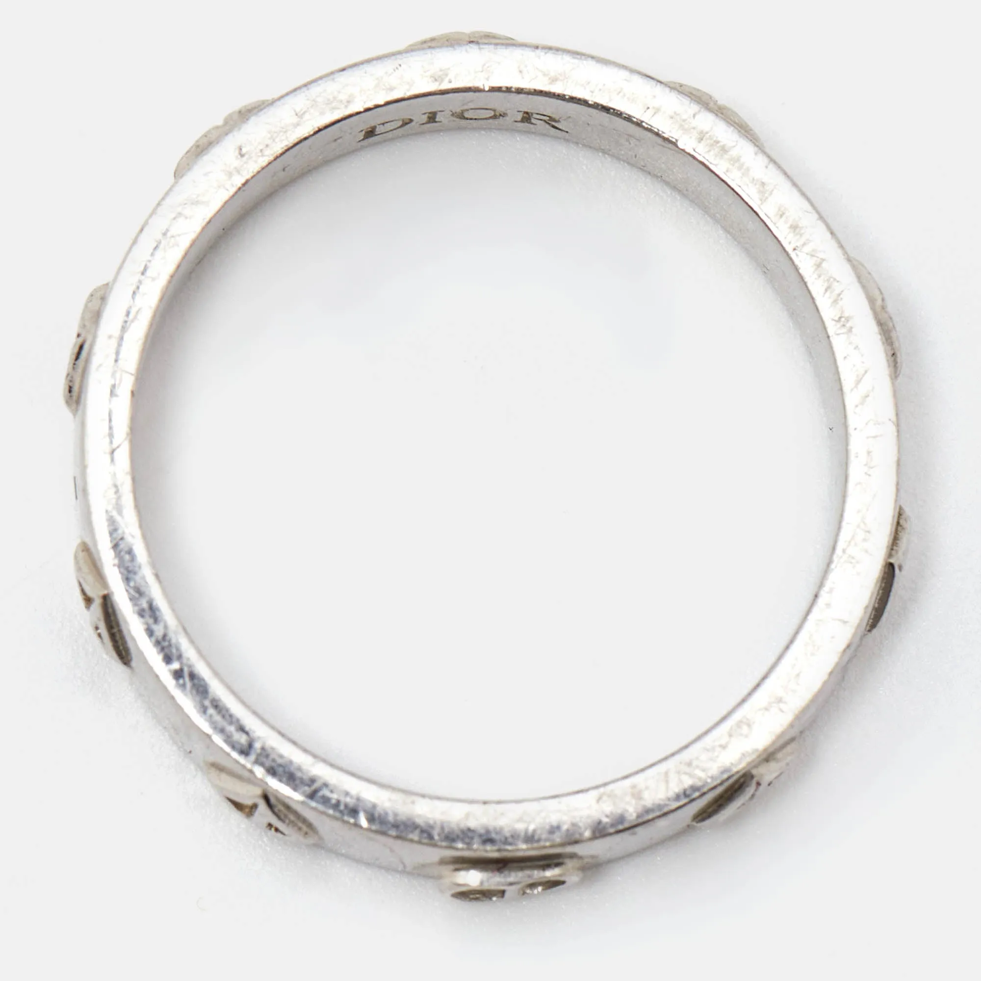 DIOR CD Diamond Sterling Silver Ring Size 58