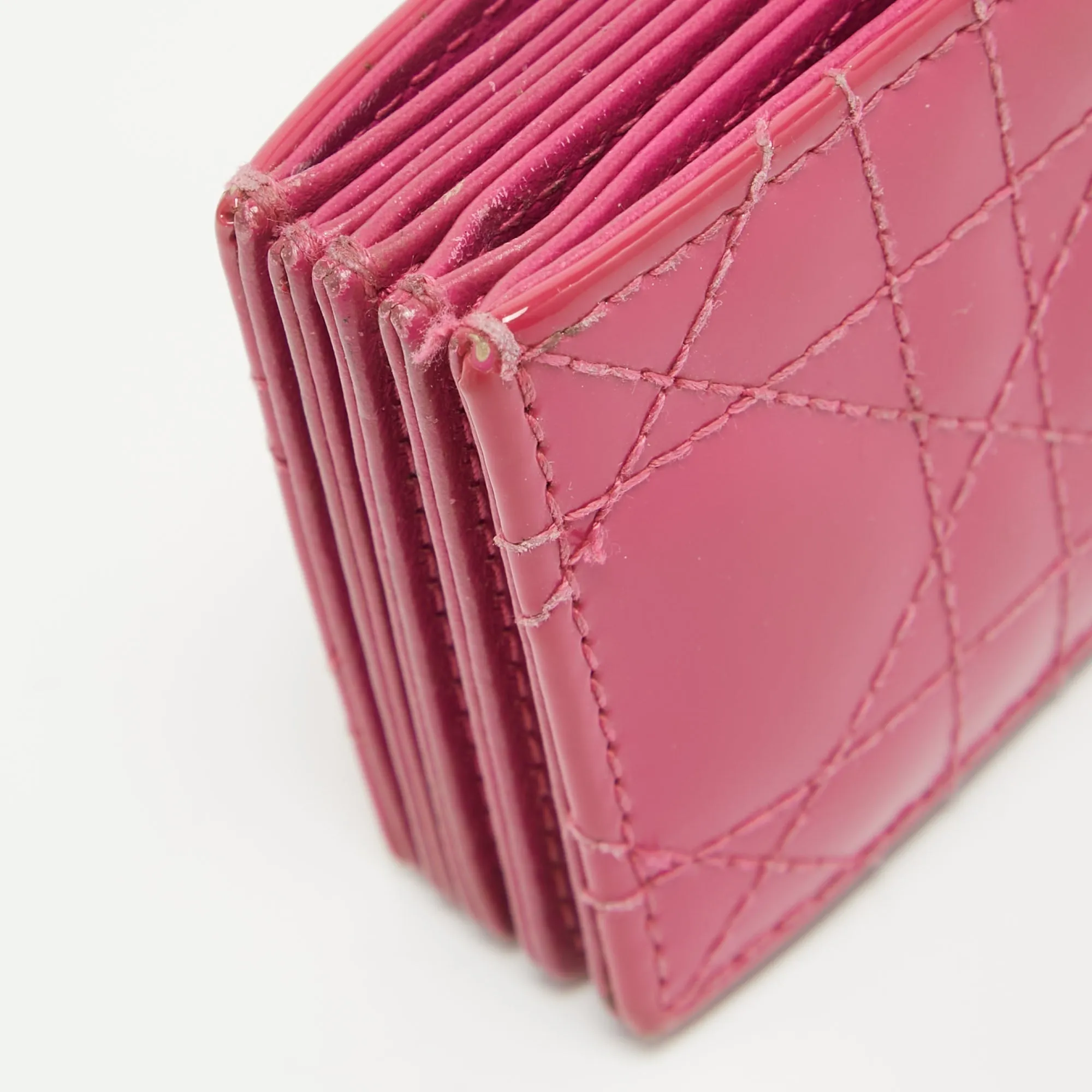 DIOR Pink Cannage Patent Leather Lady  5 Gusset Card Holder