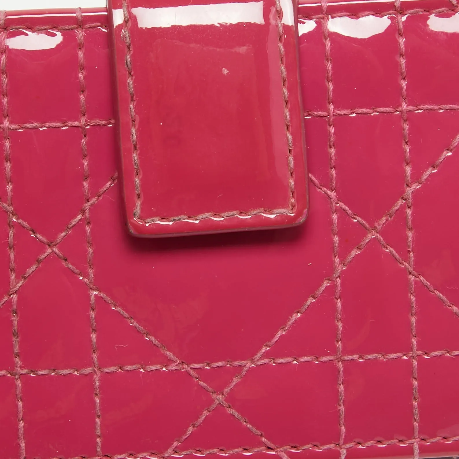 DIOR Pink Cannage Patent Leather Lady  5 Gusset Card Holder