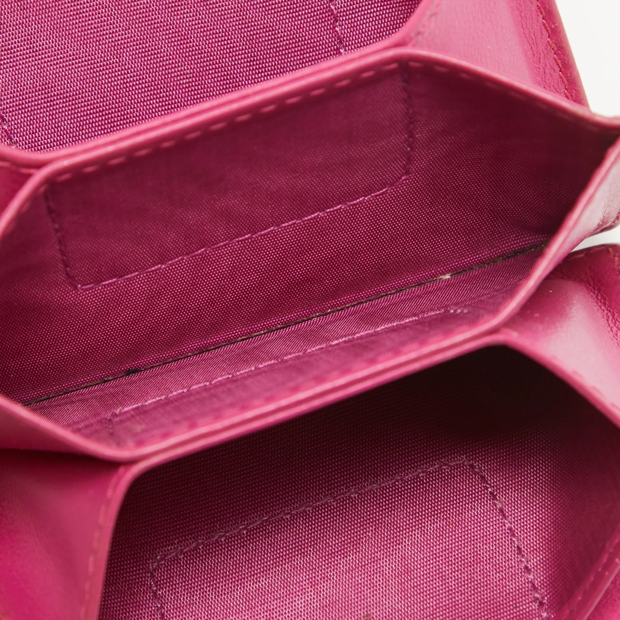 DIOR Pink Cannage Patent Leather Lady  5 Gusset Card Holder
