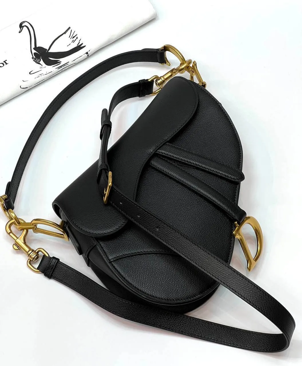 Dior SADDLE BAG black WITH STRAP