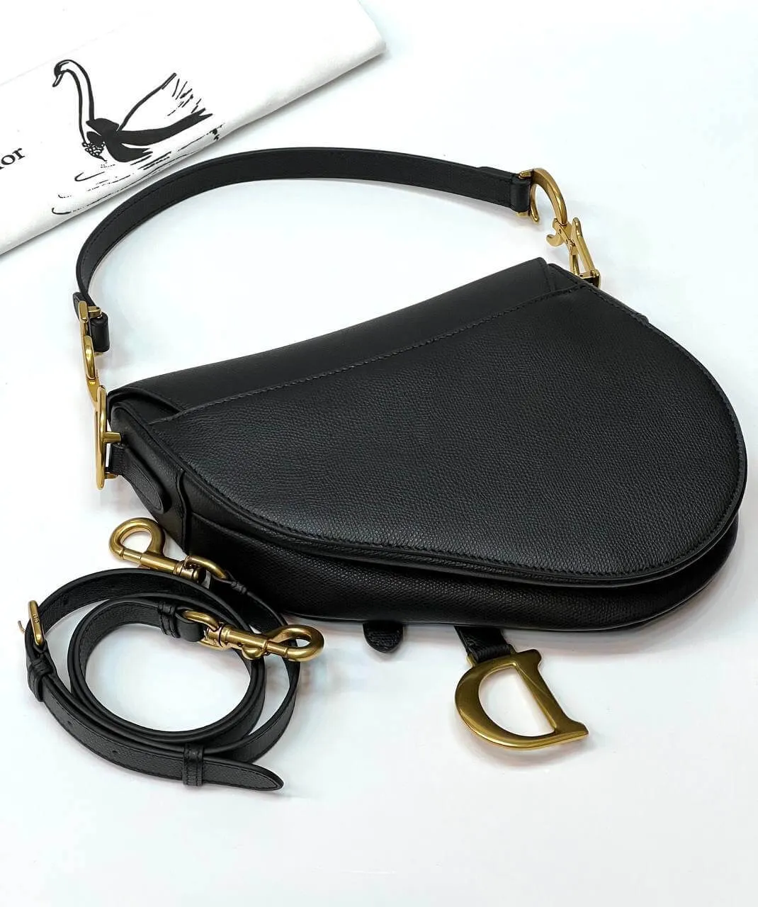 Dior SADDLE BAG black WITH STRAP