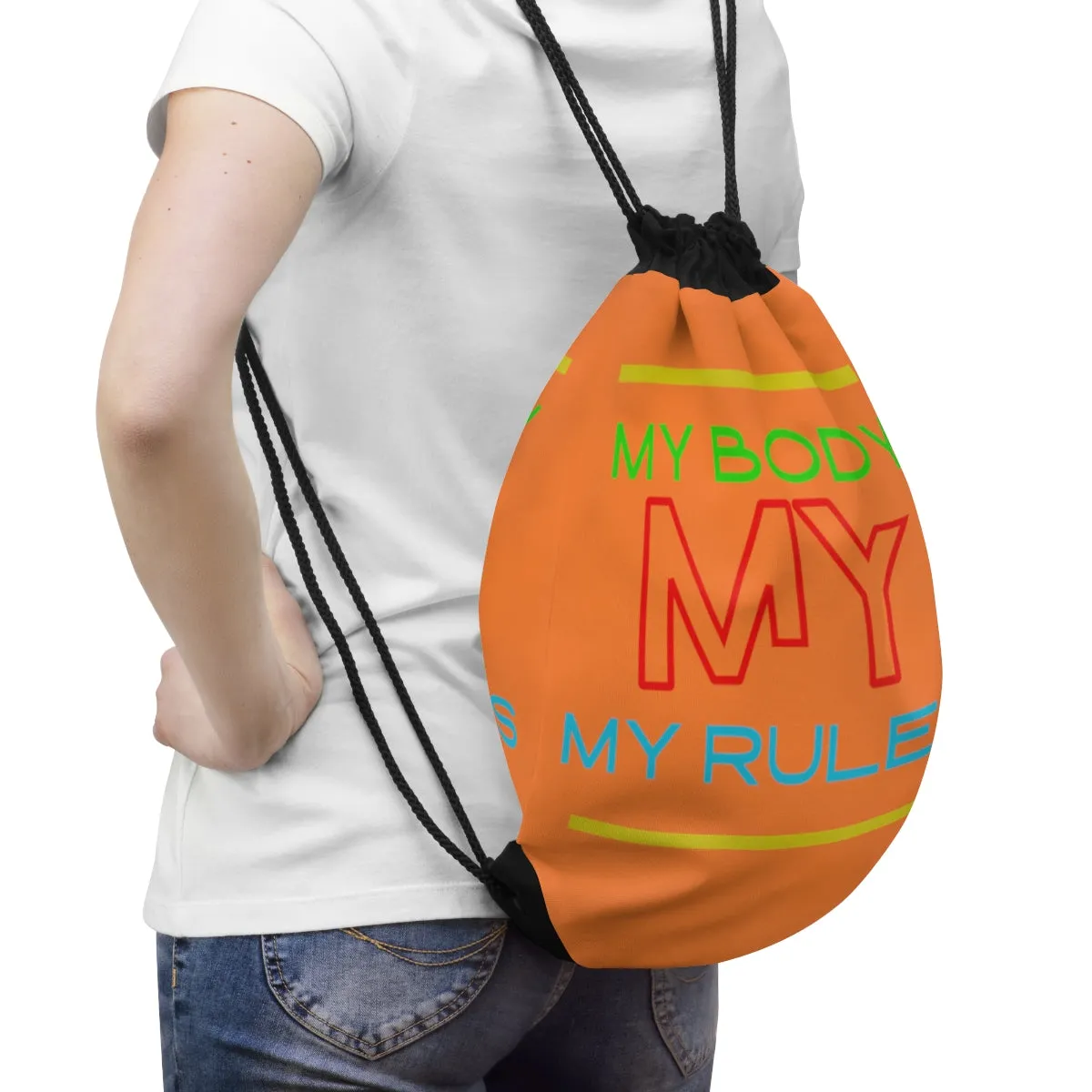 Drawstring Bag ( Look But Don't Touch  Orange )