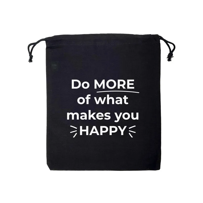 Ecobags Large Black Calico Drawstring Bag