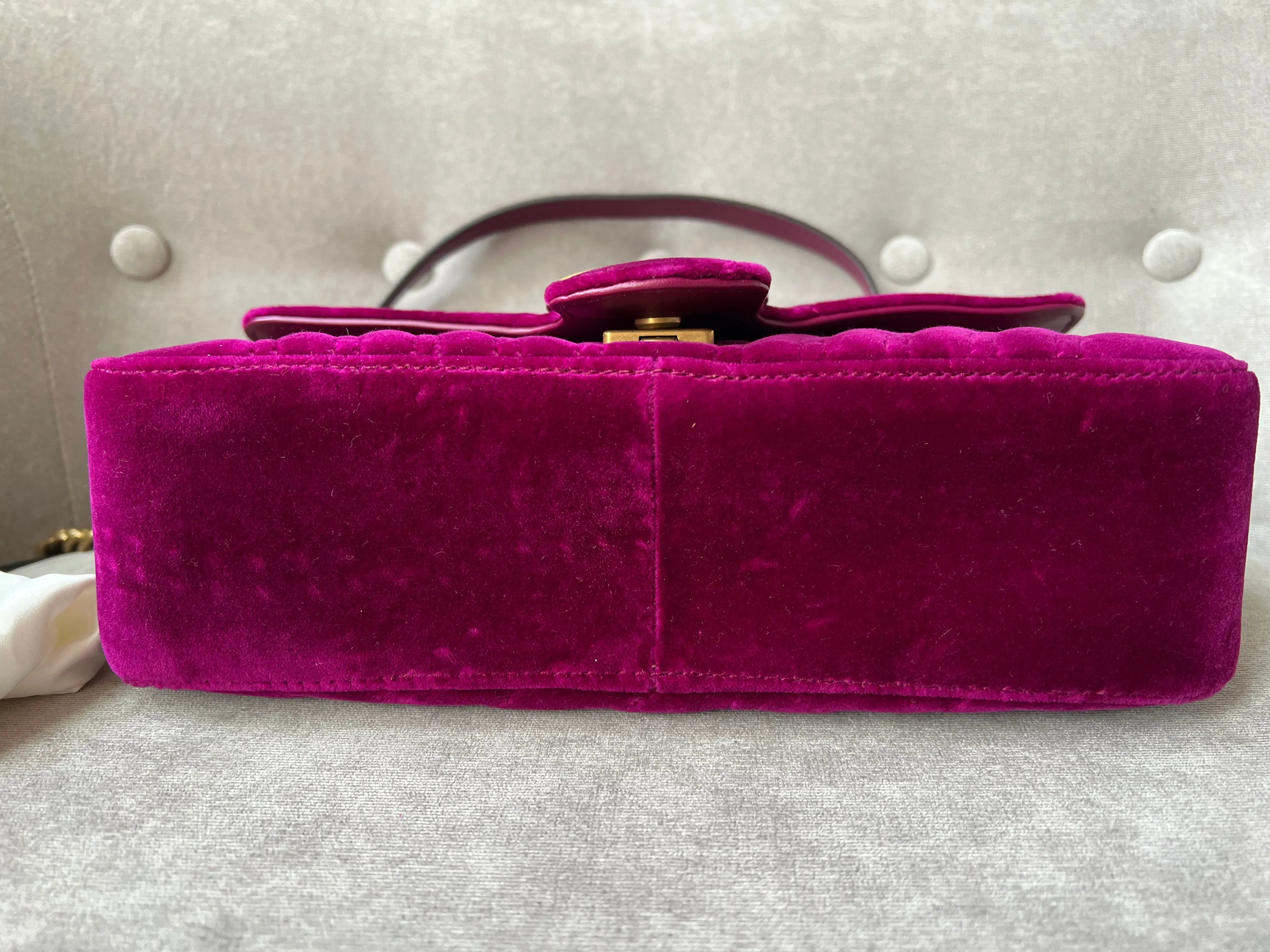 Gucci GG Fuschia Velvet tMarmont Small Shoulder Bag (RRP £1490)