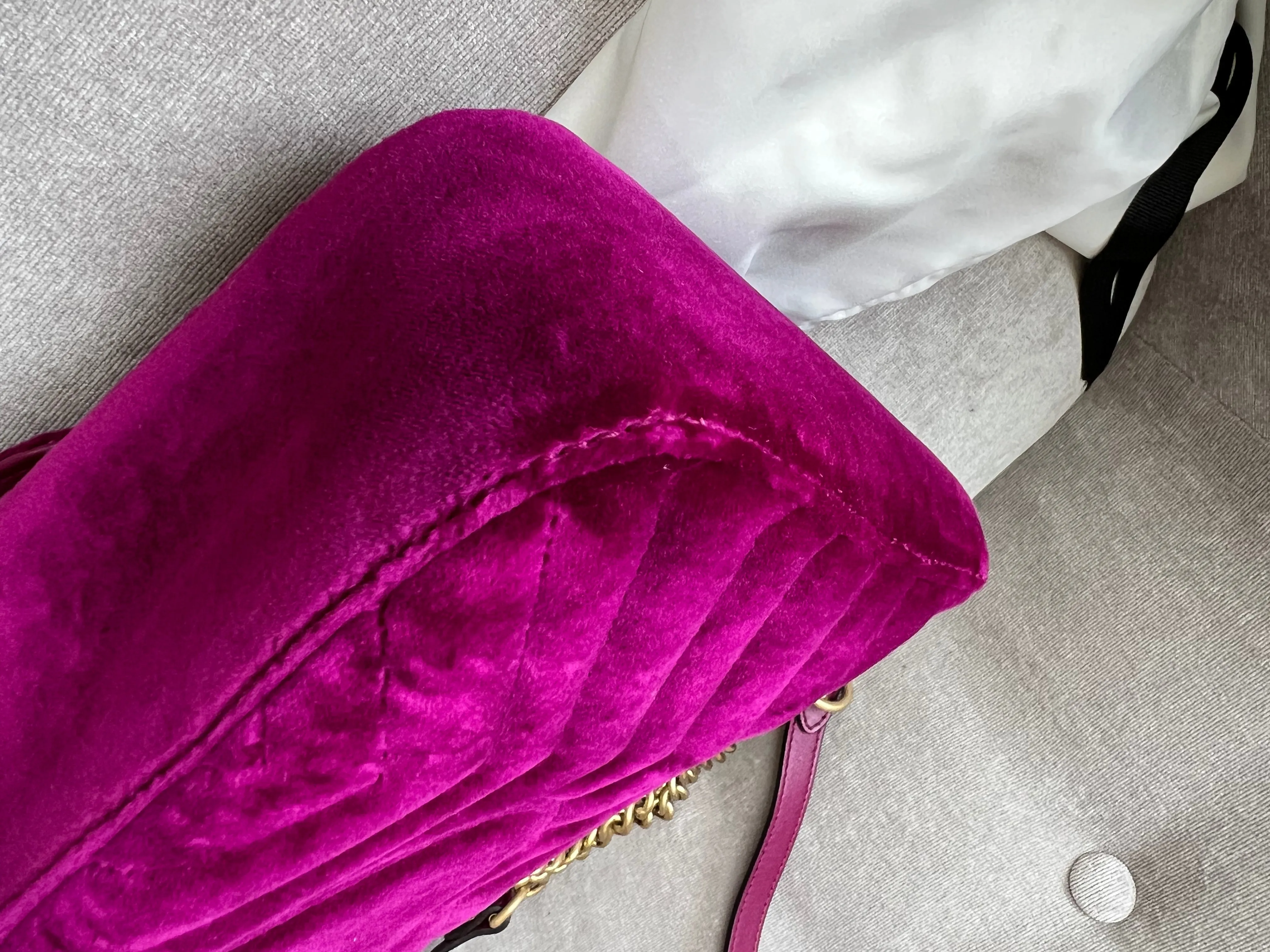 Gucci GG Fuschia Velvet tMarmont Small Shoulder Bag (RRP £1490)
