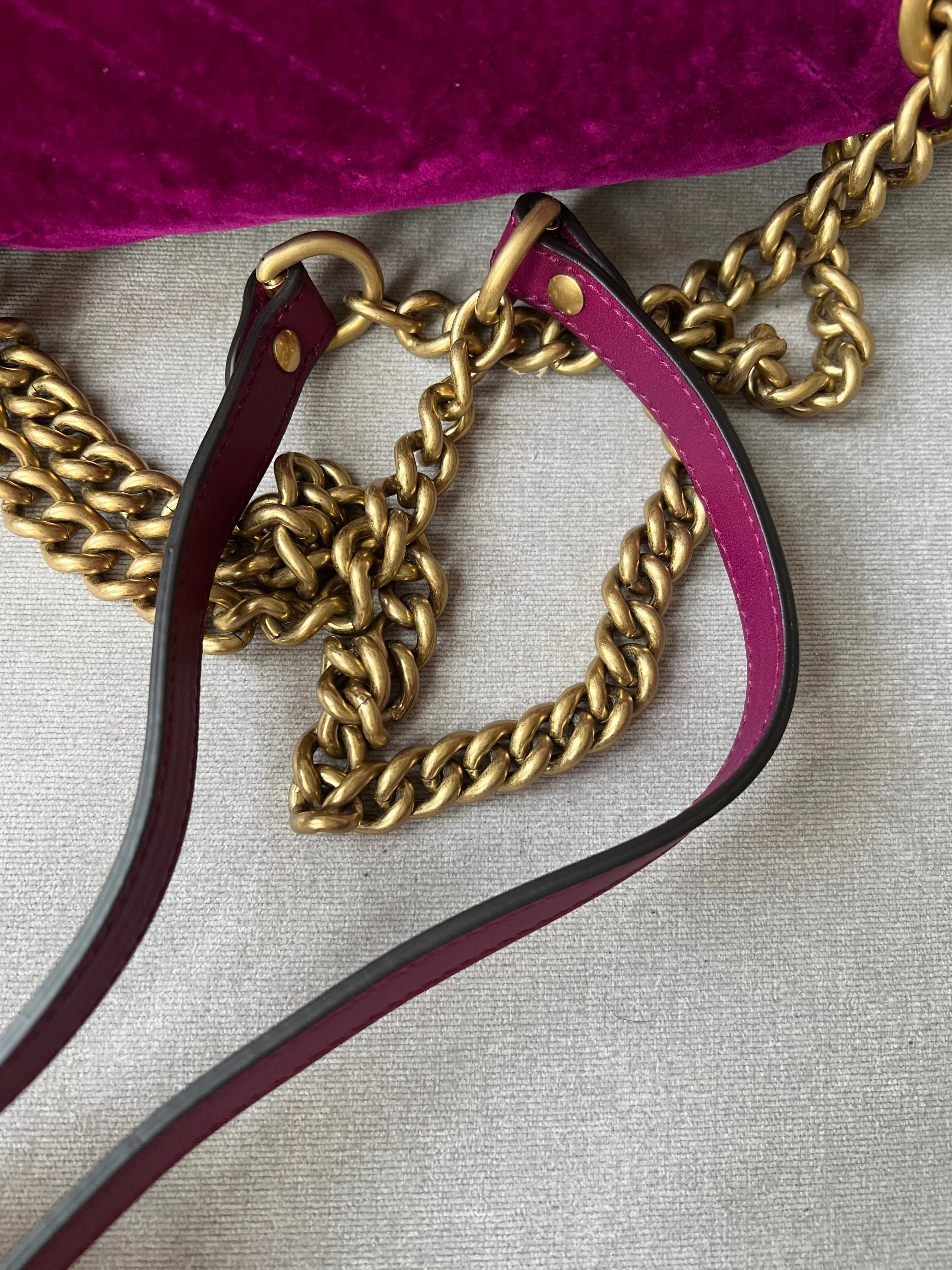 Gucci GG Fuschia Velvet tMarmont Small Shoulder Bag (RRP £1490)