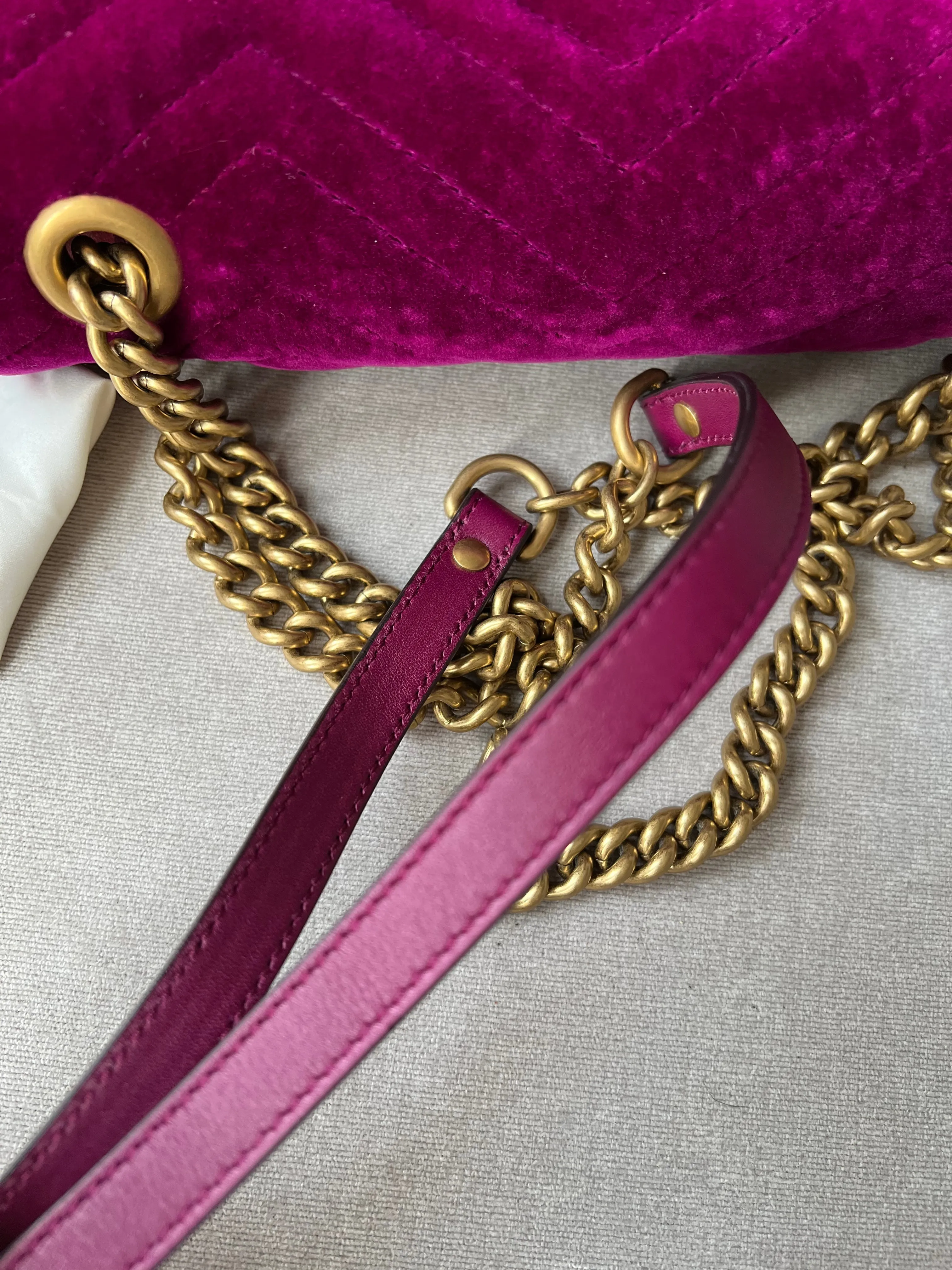 Gucci GG Fuschia Velvet tMarmont Small Shoulder Bag (RRP £1490)