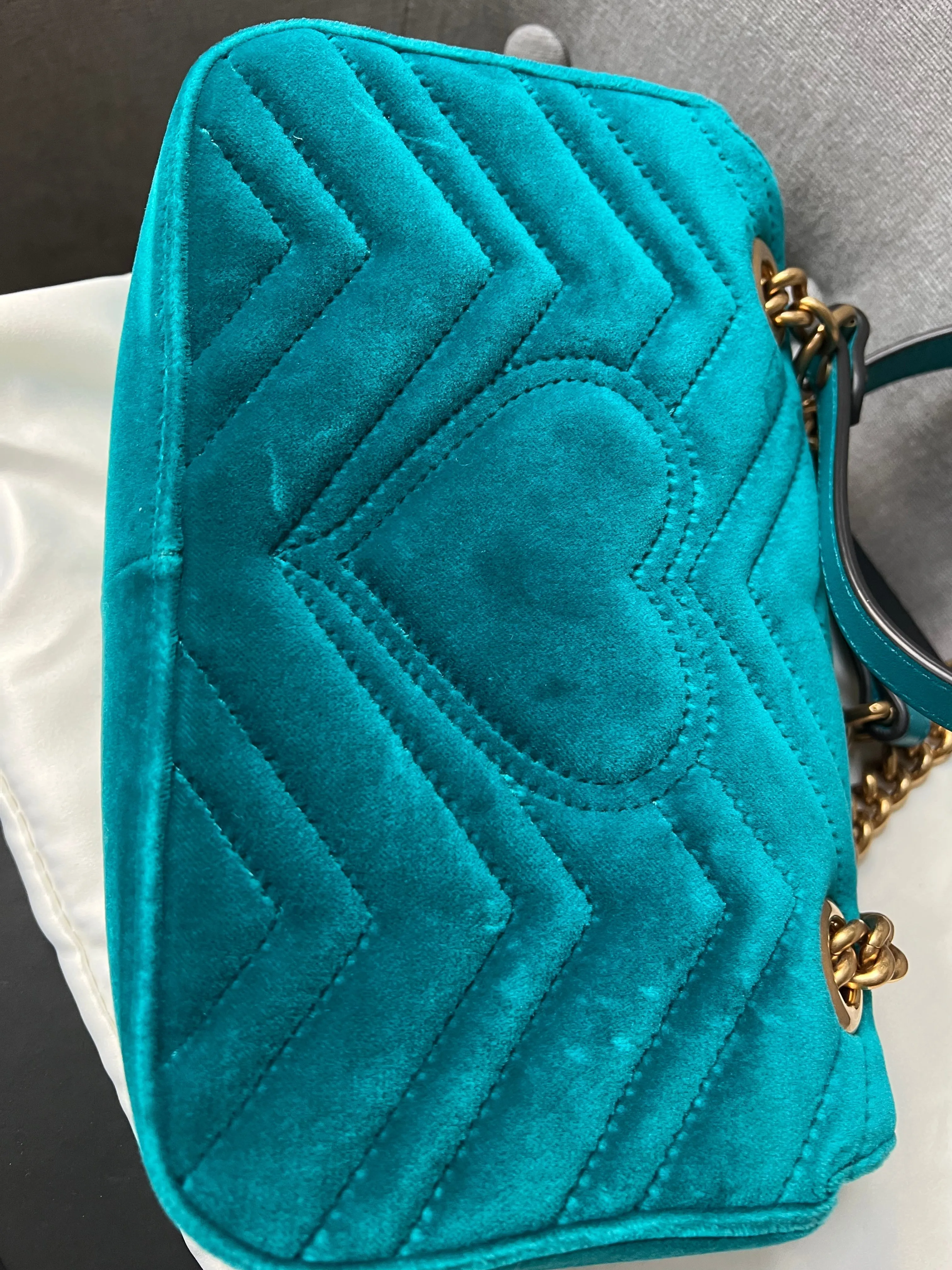 Gucci GG Mini Velvet Marmont Mini Shoulder Bag