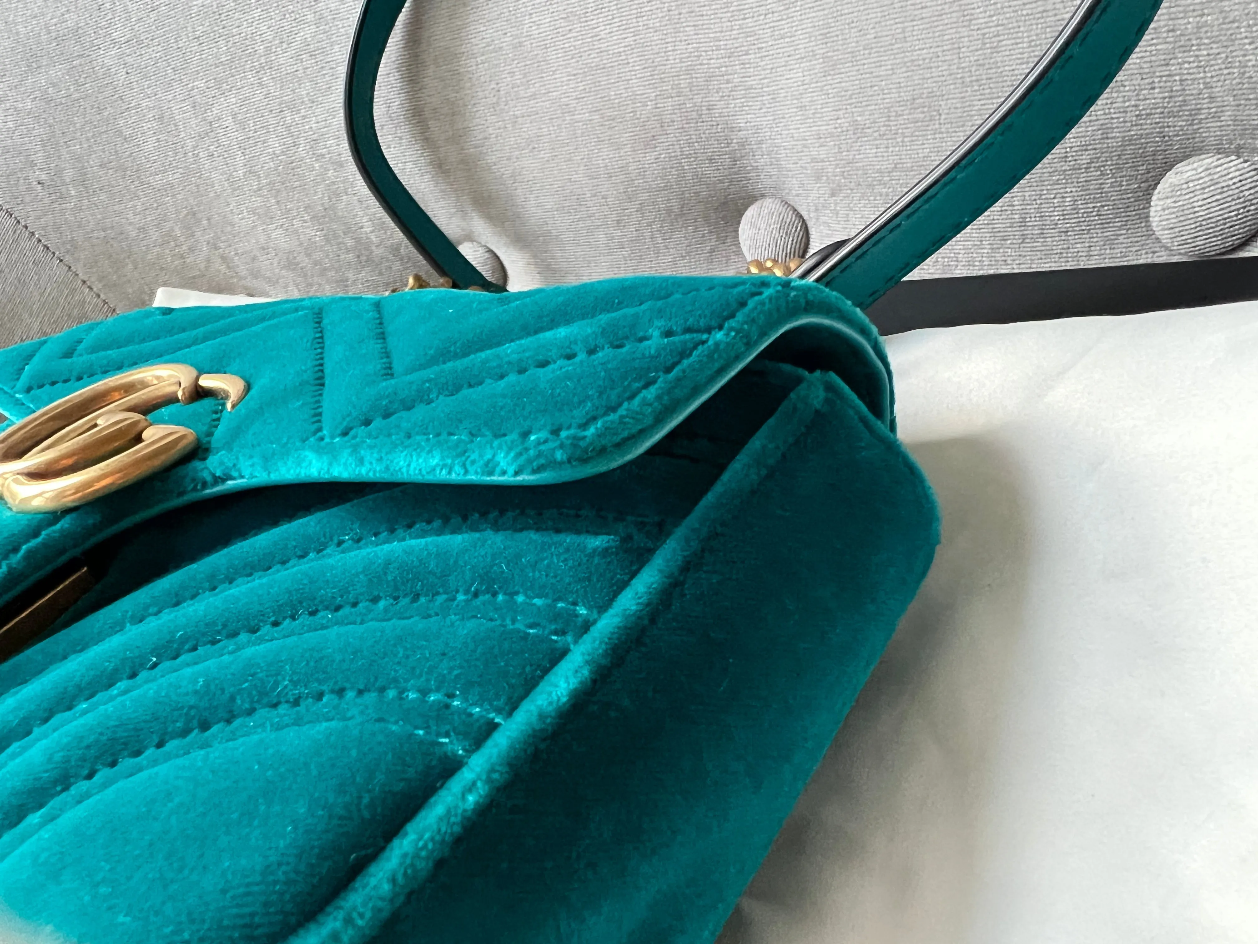 Gucci GG Mini Velvet Marmont Mini Shoulder Bag