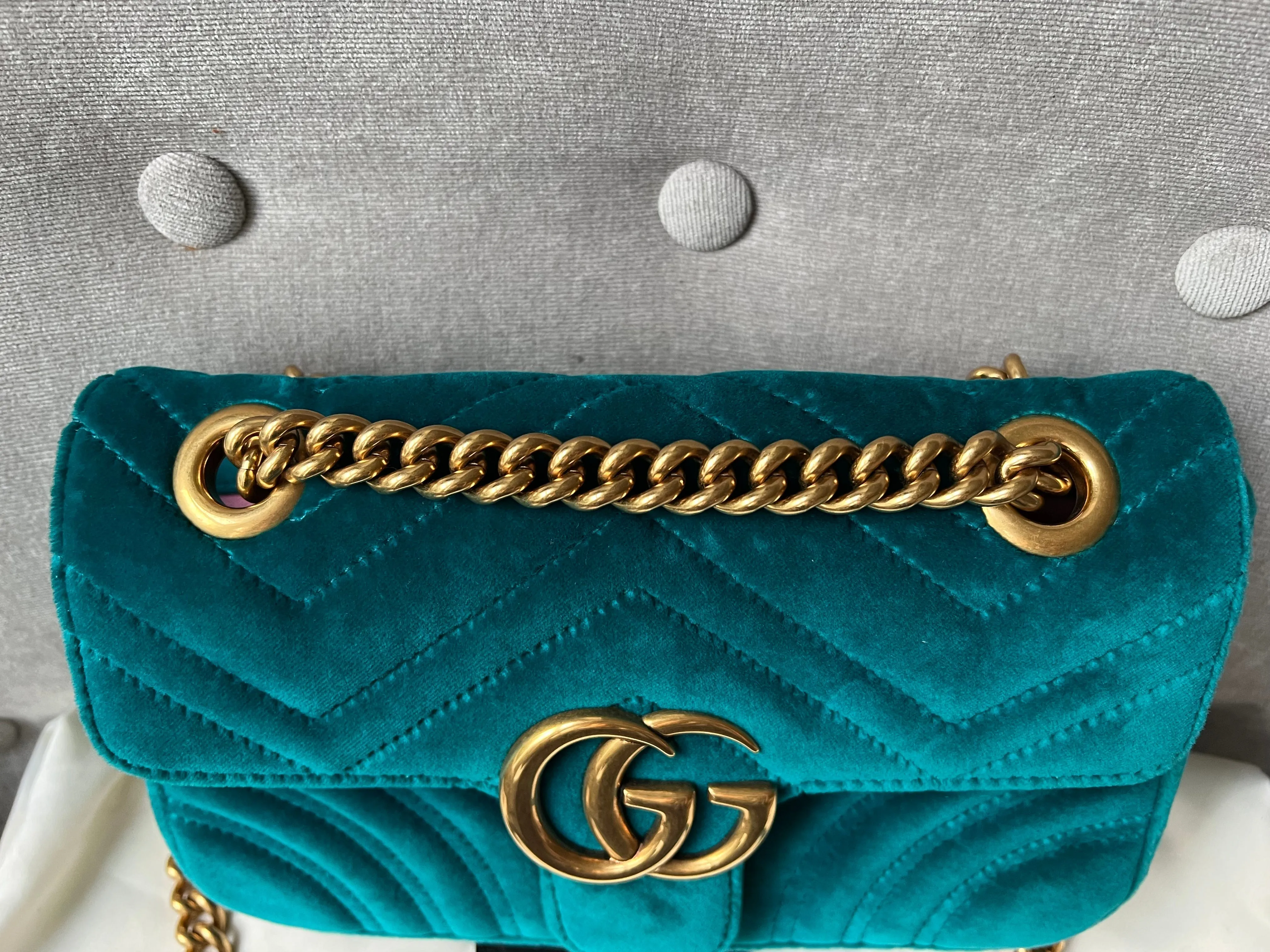Gucci GG Mini Velvet Marmont Mini Shoulder Bag