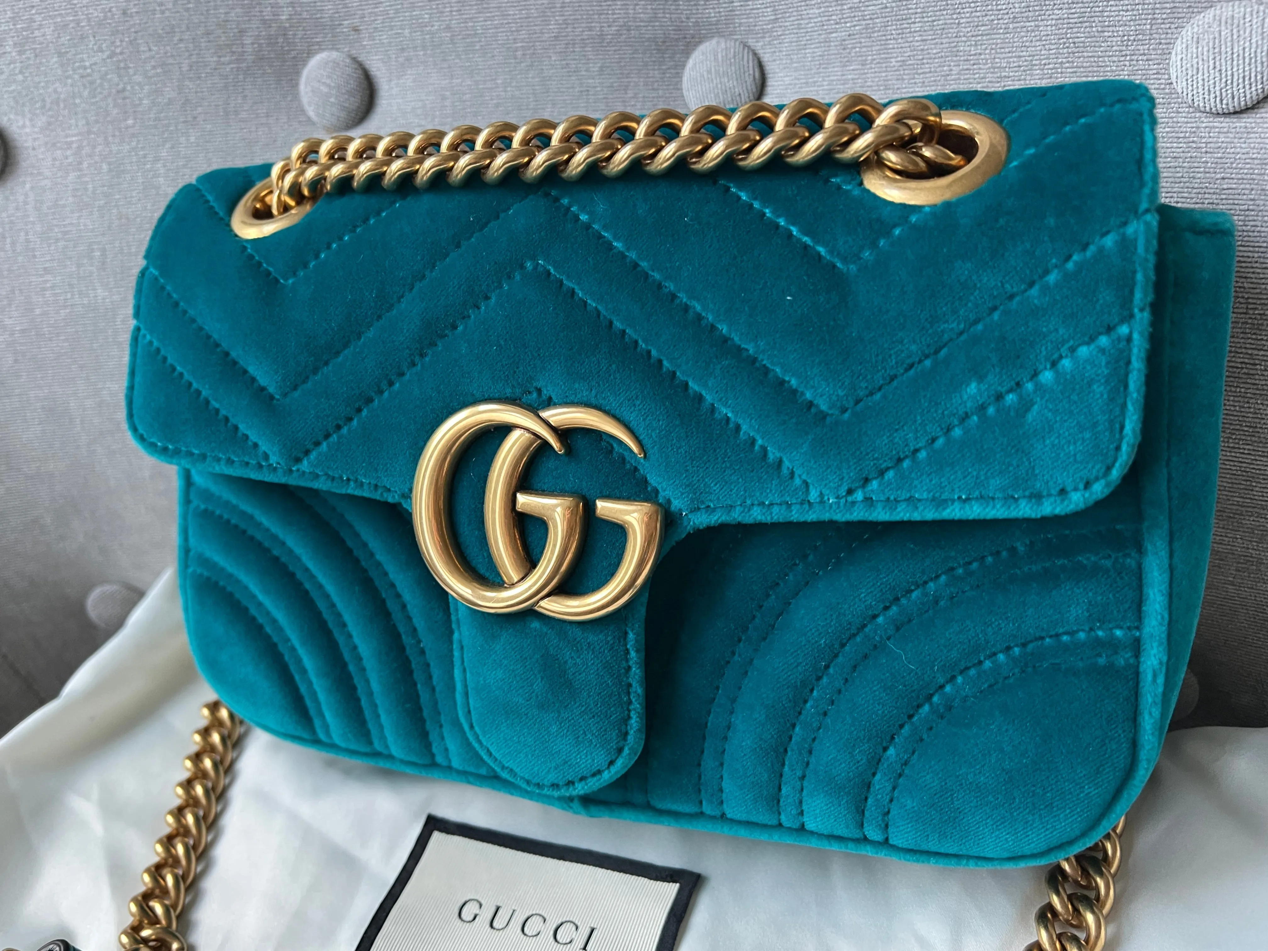 Gucci GG Mini Velvet Marmont Mini Shoulder Bag
