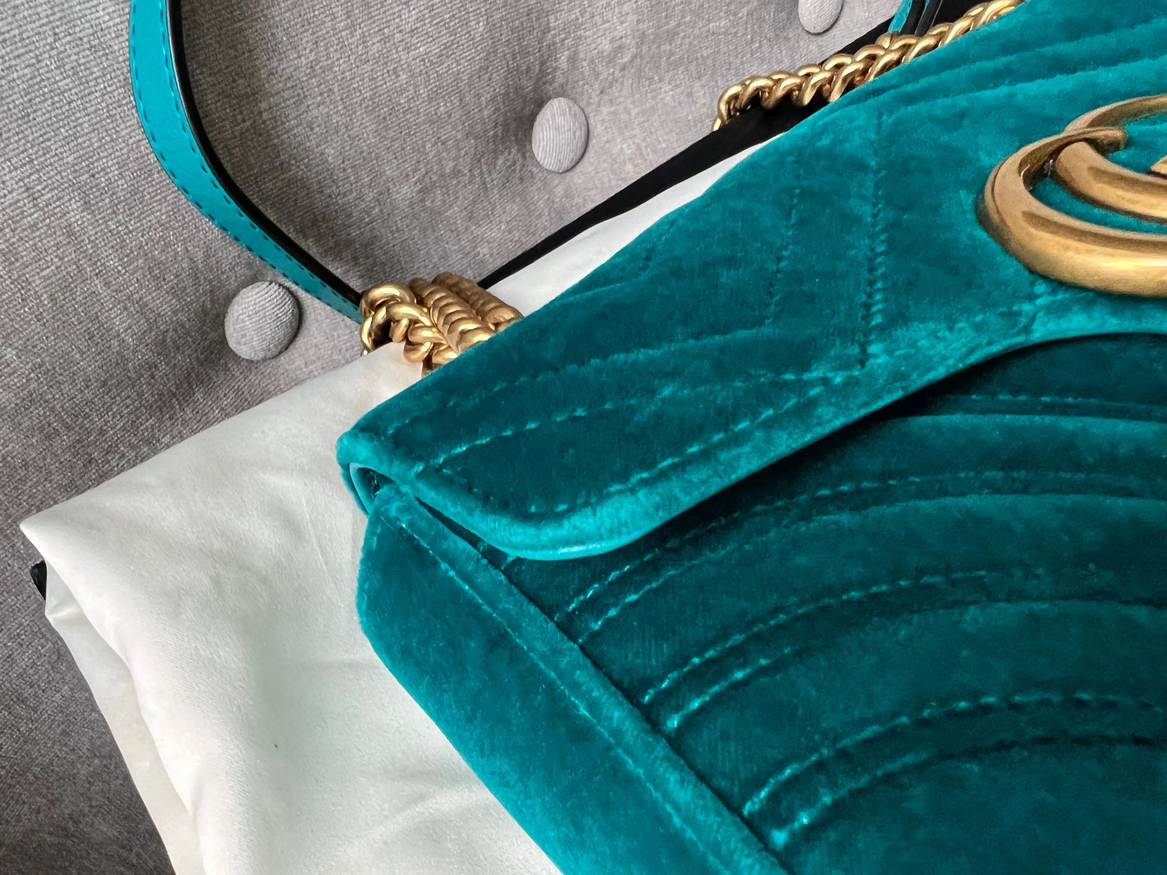 Gucci GG Mini Velvet Marmont Mini Shoulder Bag