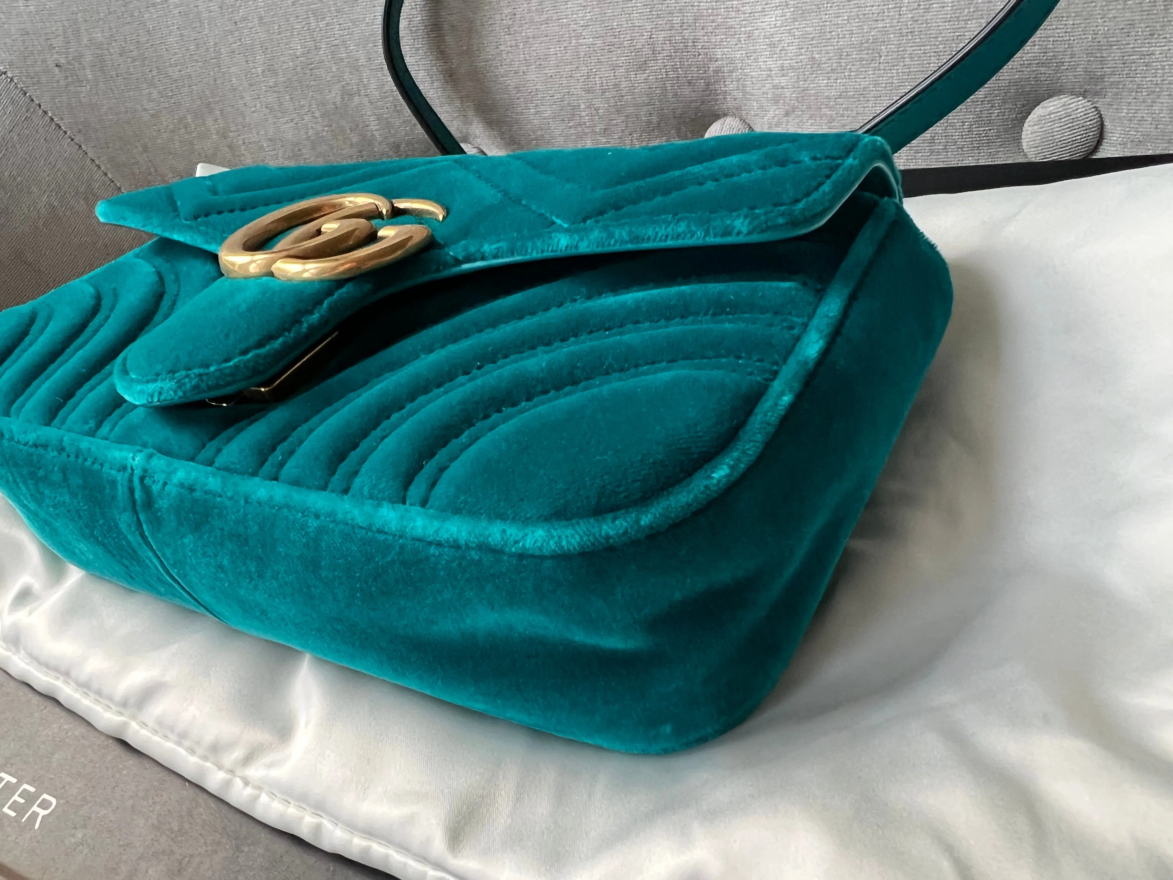 Gucci GG Mini Velvet Marmont Mini Shoulder Bag