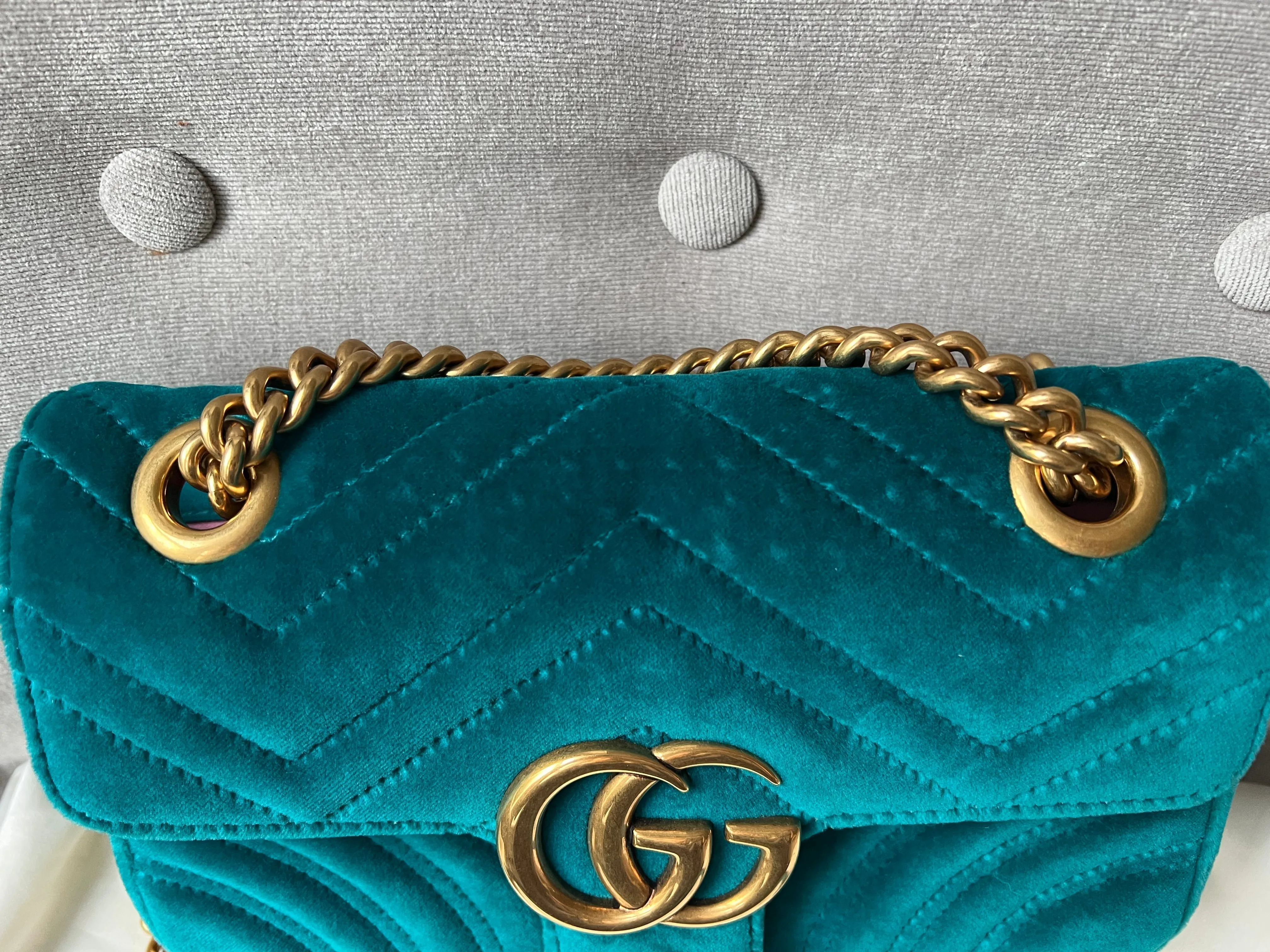 Gucci GG Mini Velvet Marmont Mini Shoulder Bag