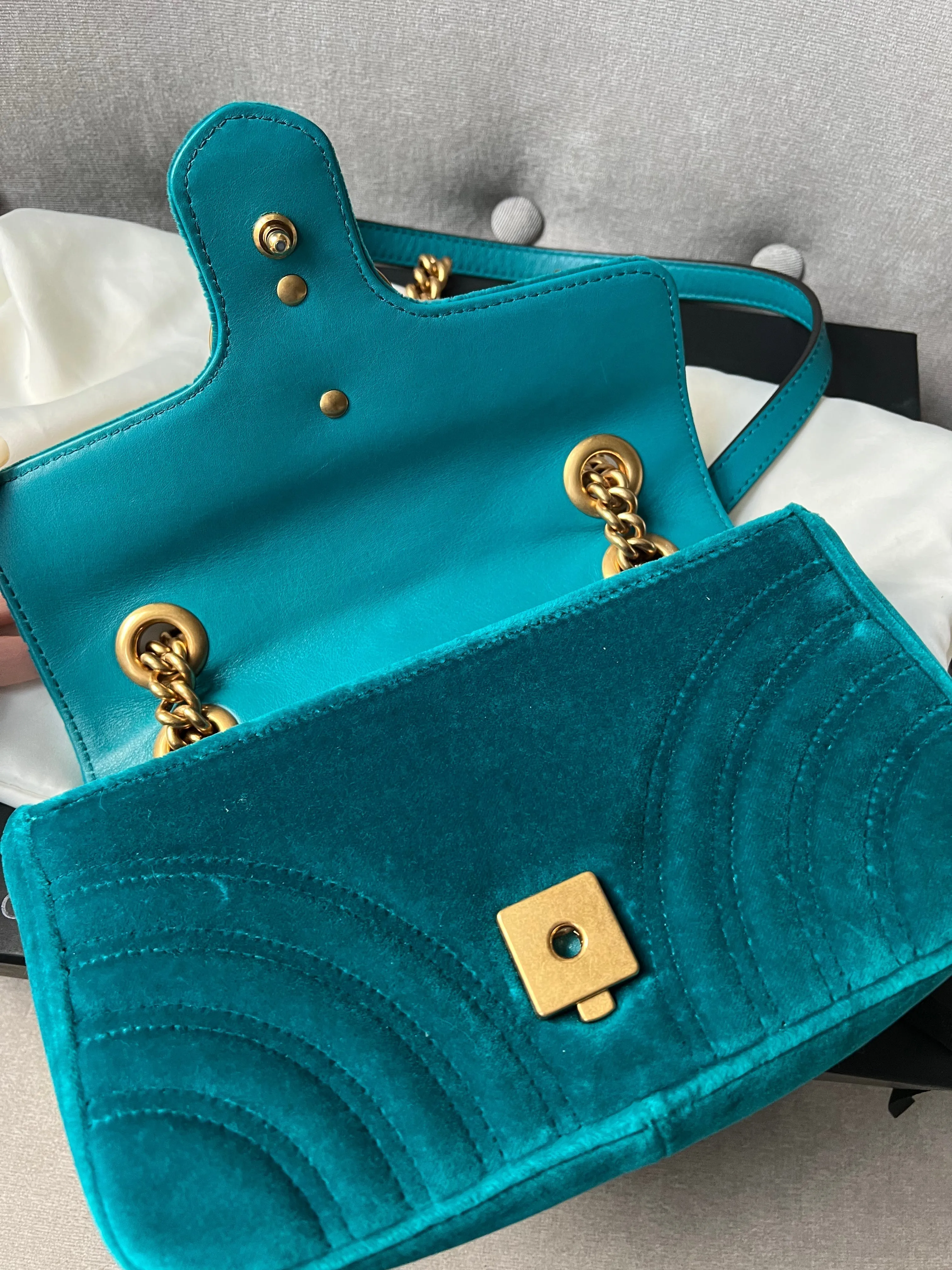 Gucci GG Mini Velvet Marmont Mini Shoulder Bag