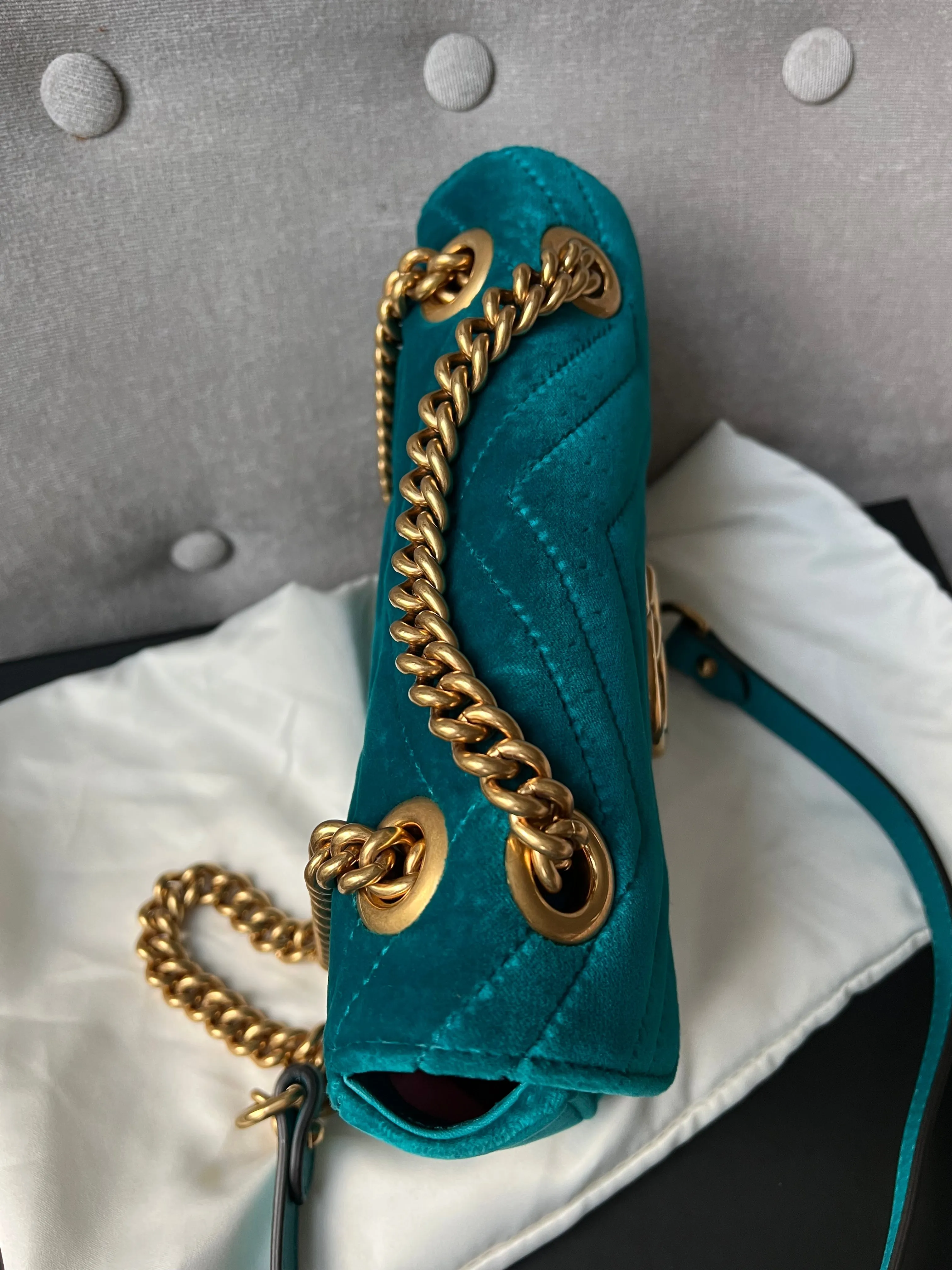 Gucci GG Mini Velvet Marmont Mini Shoulder Bag