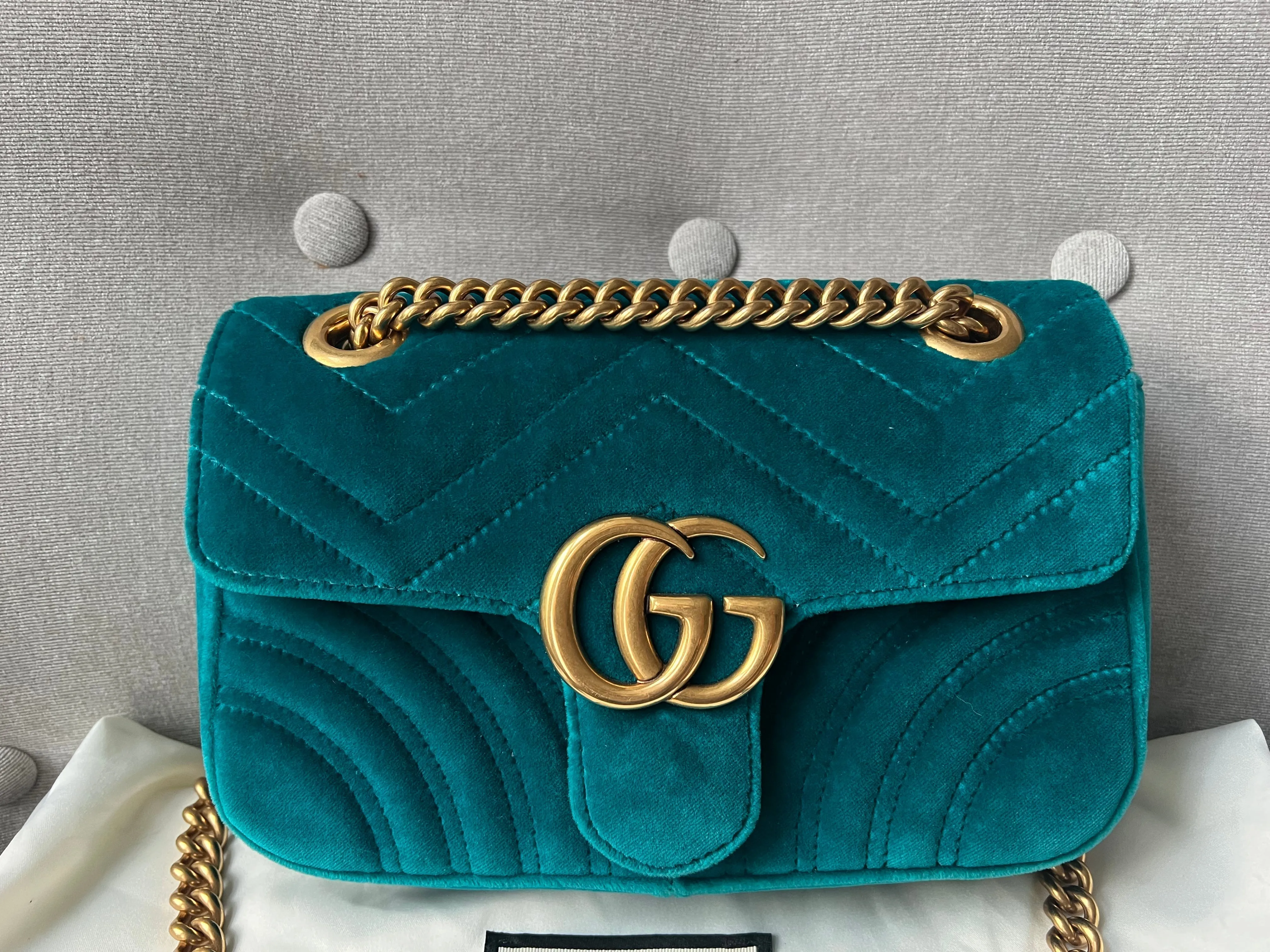 Gucci GG Mini Velvet Marmont Mini Shoulder Bag
