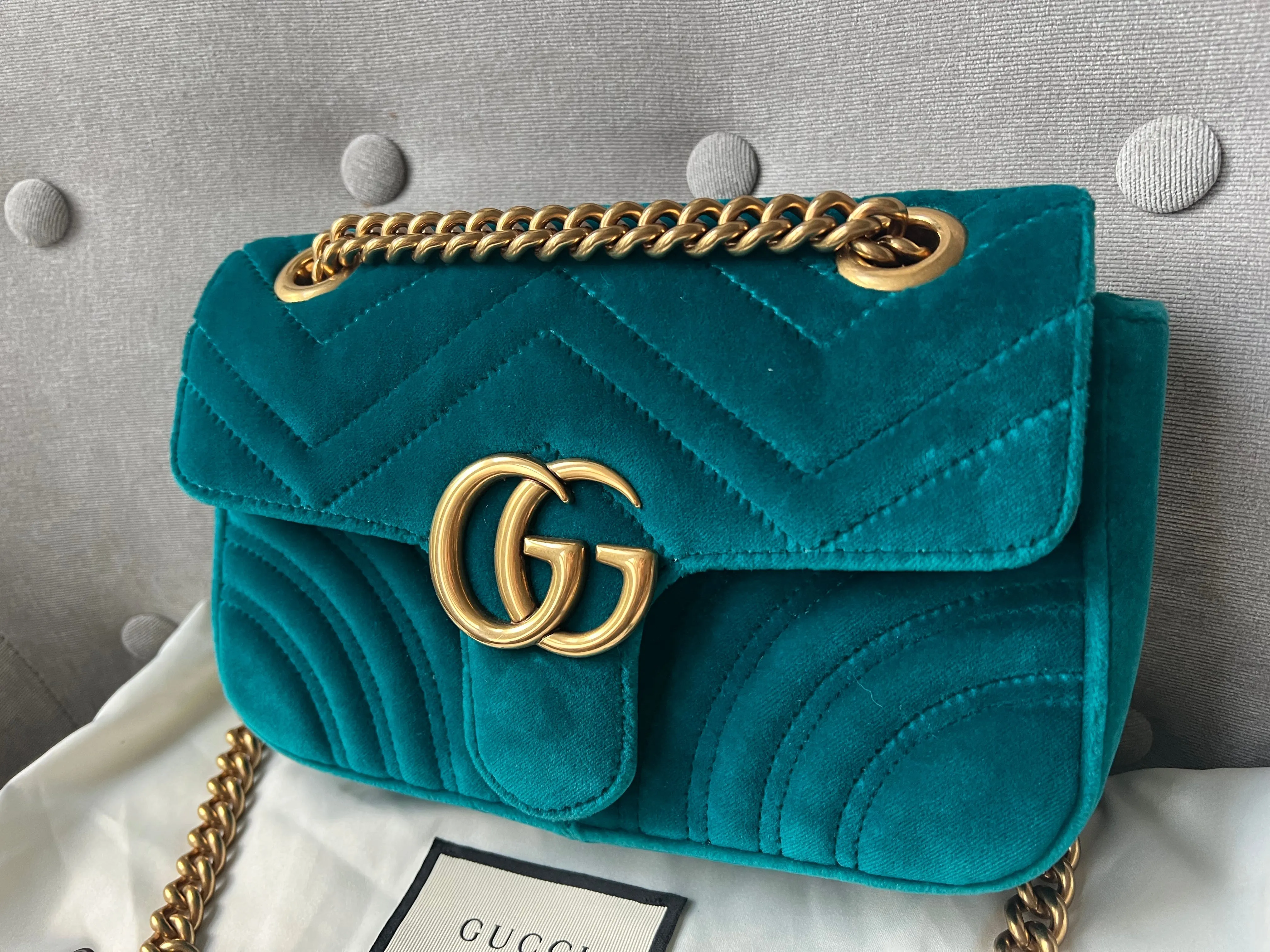Gucci GG Mini Velvet Marmont Mini Shoulder Bag