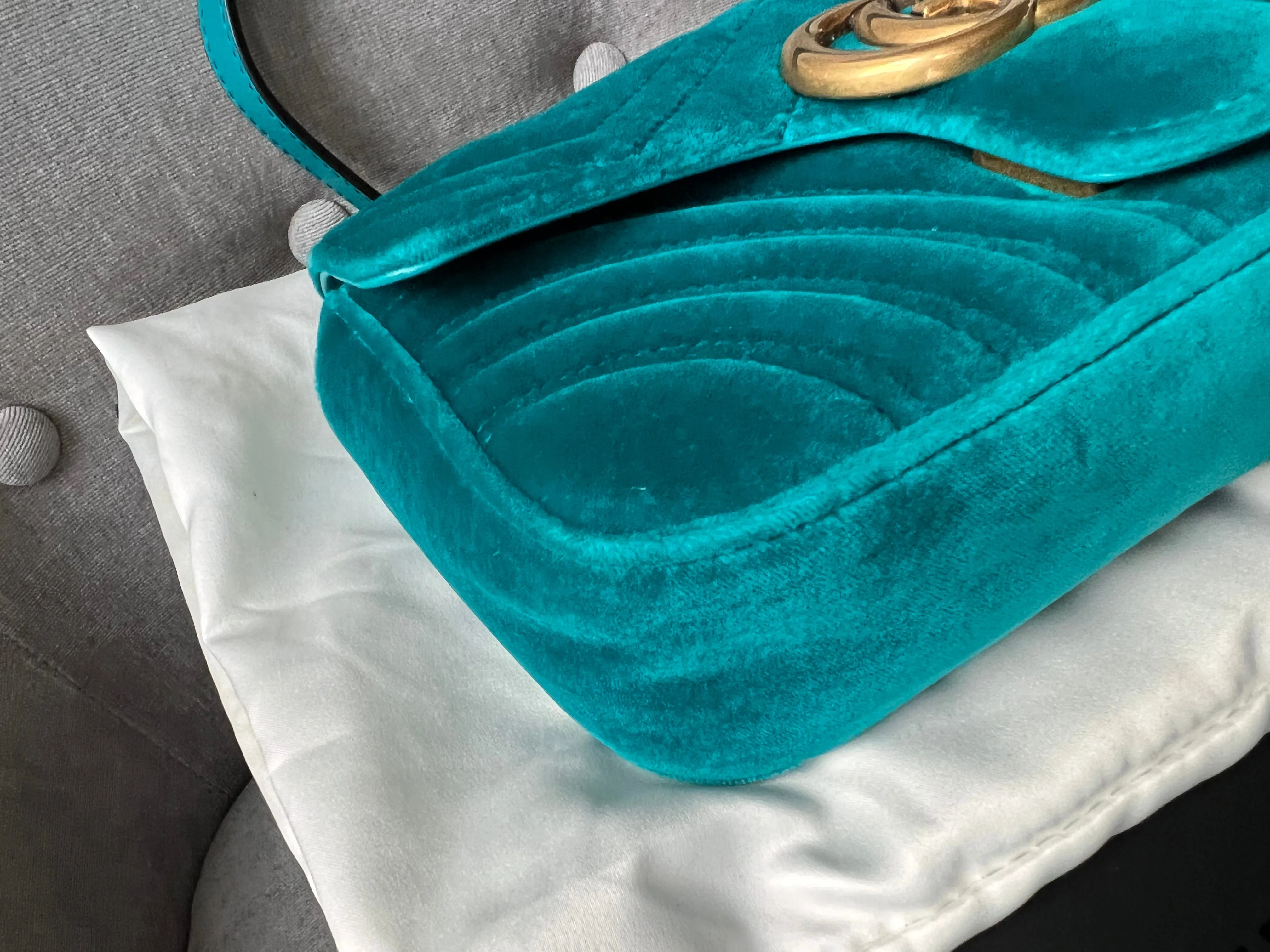 Gucci GG Mini Velvet Marmont Mini Shoulder Bag