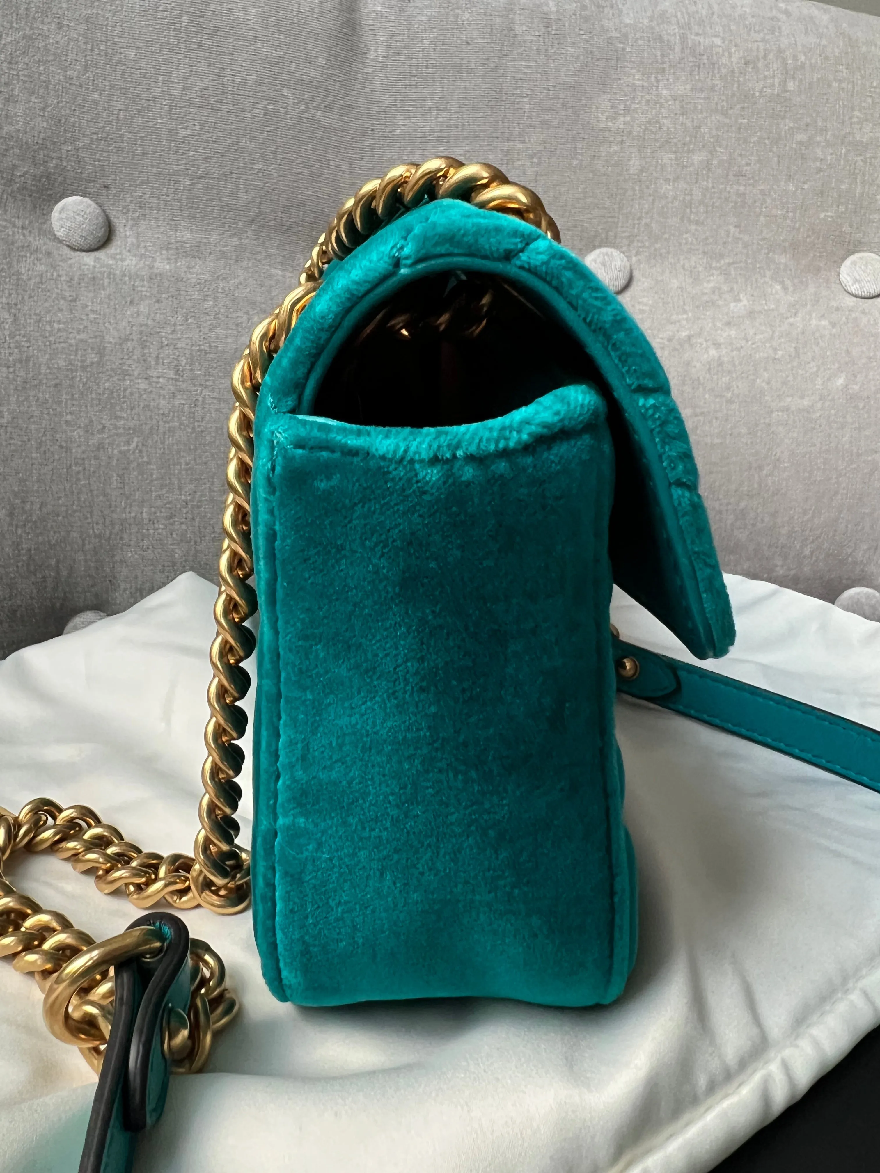 Gucci GG Mini Velvet Marmont Mini Shoulder Bag