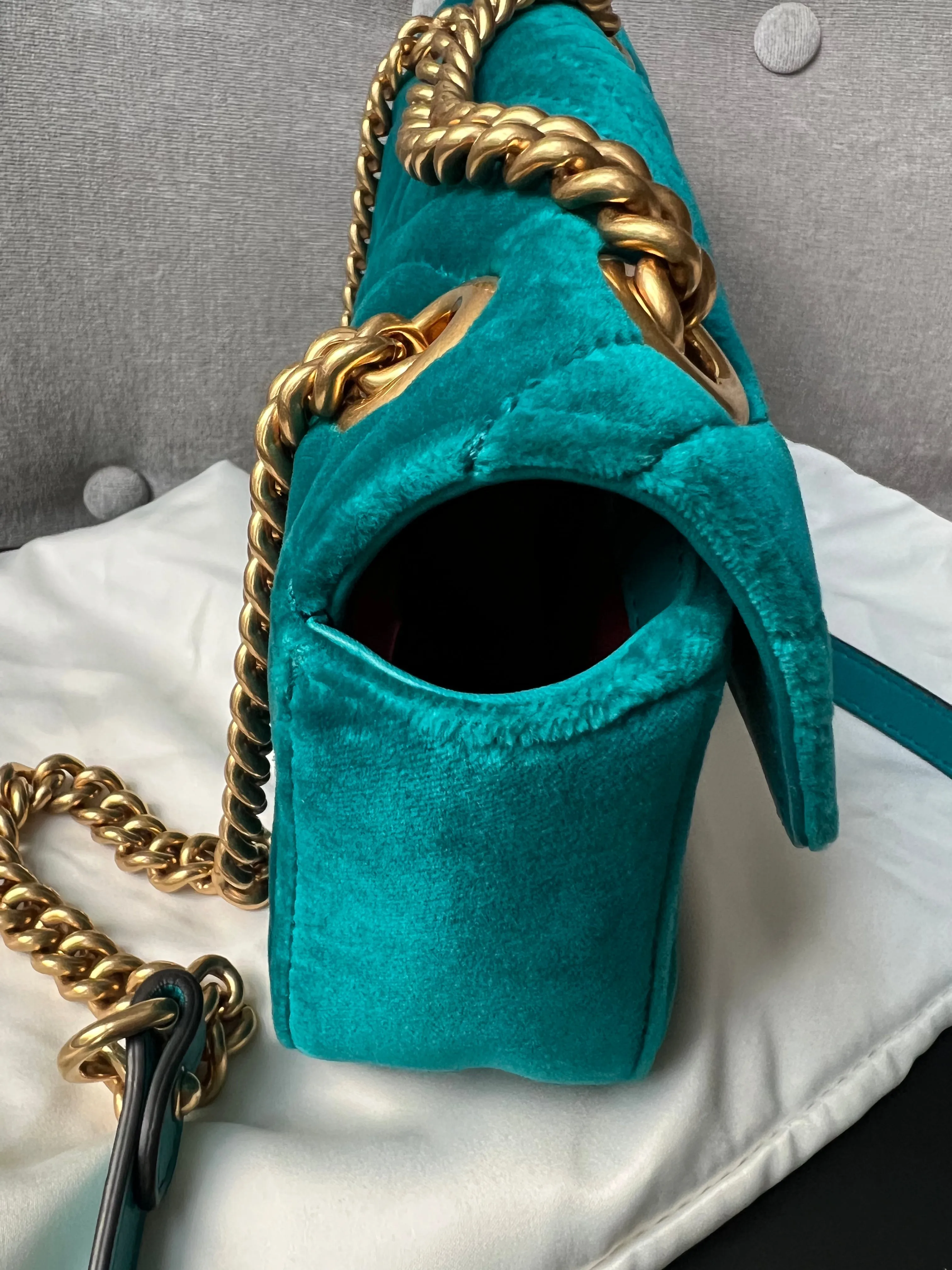 Gucci GG Mini Velvet Marmont Mini Shoulder Bag