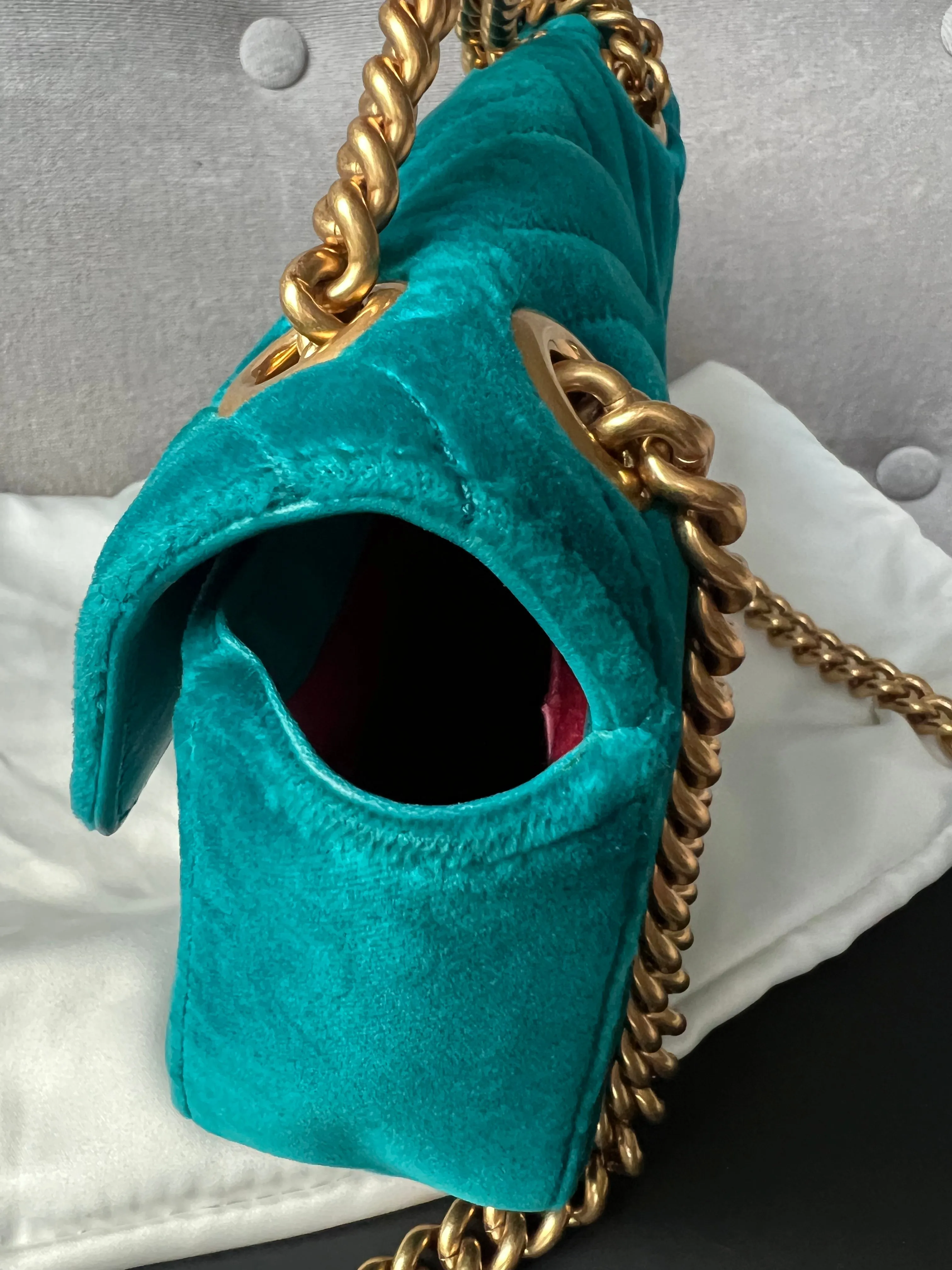 Gucci GG Mini Velvet Marmont Mini Shoulder Bag
