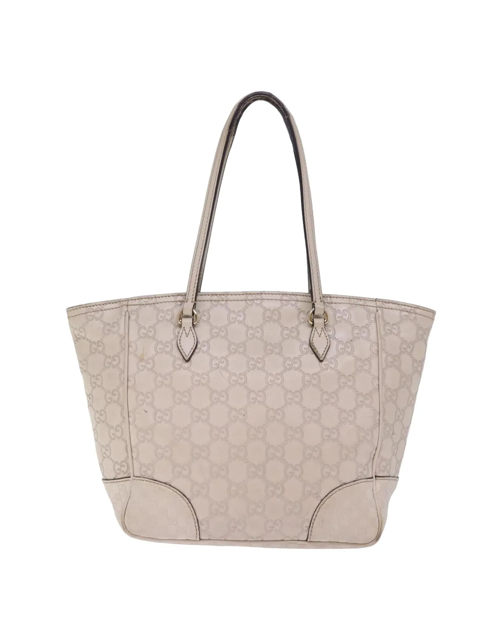 GUCCI GG Plus Tote Beige Leather Handbag