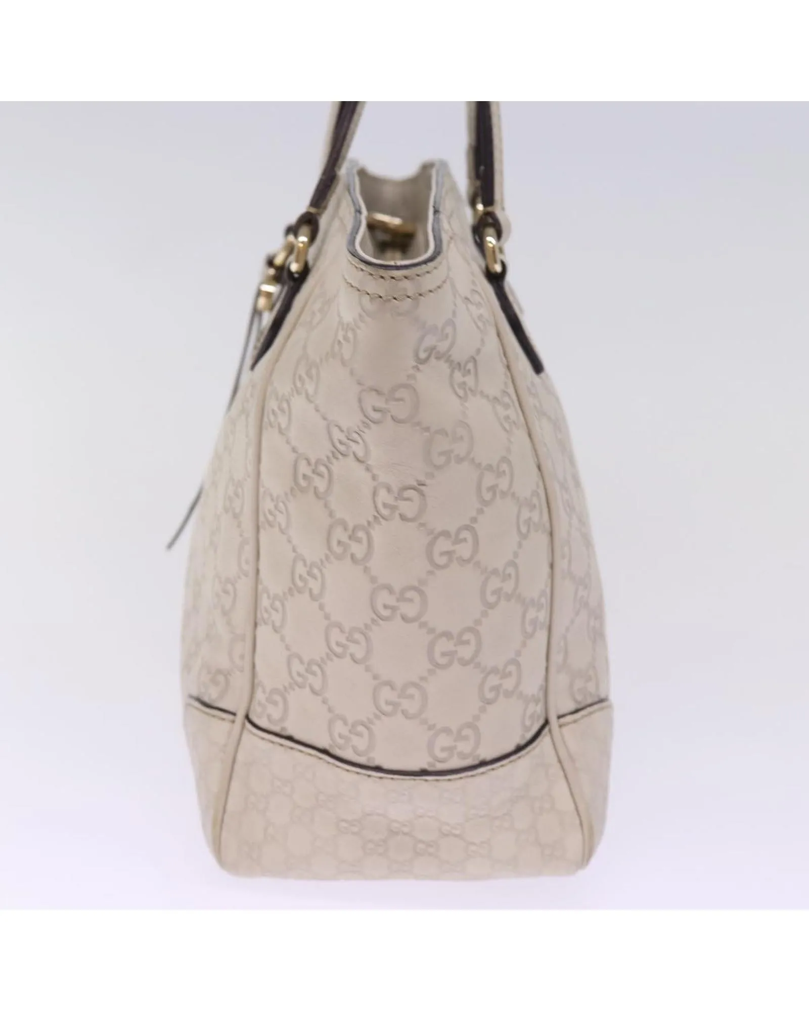GUCCI GG Plus Tote Beige Leather Handbag