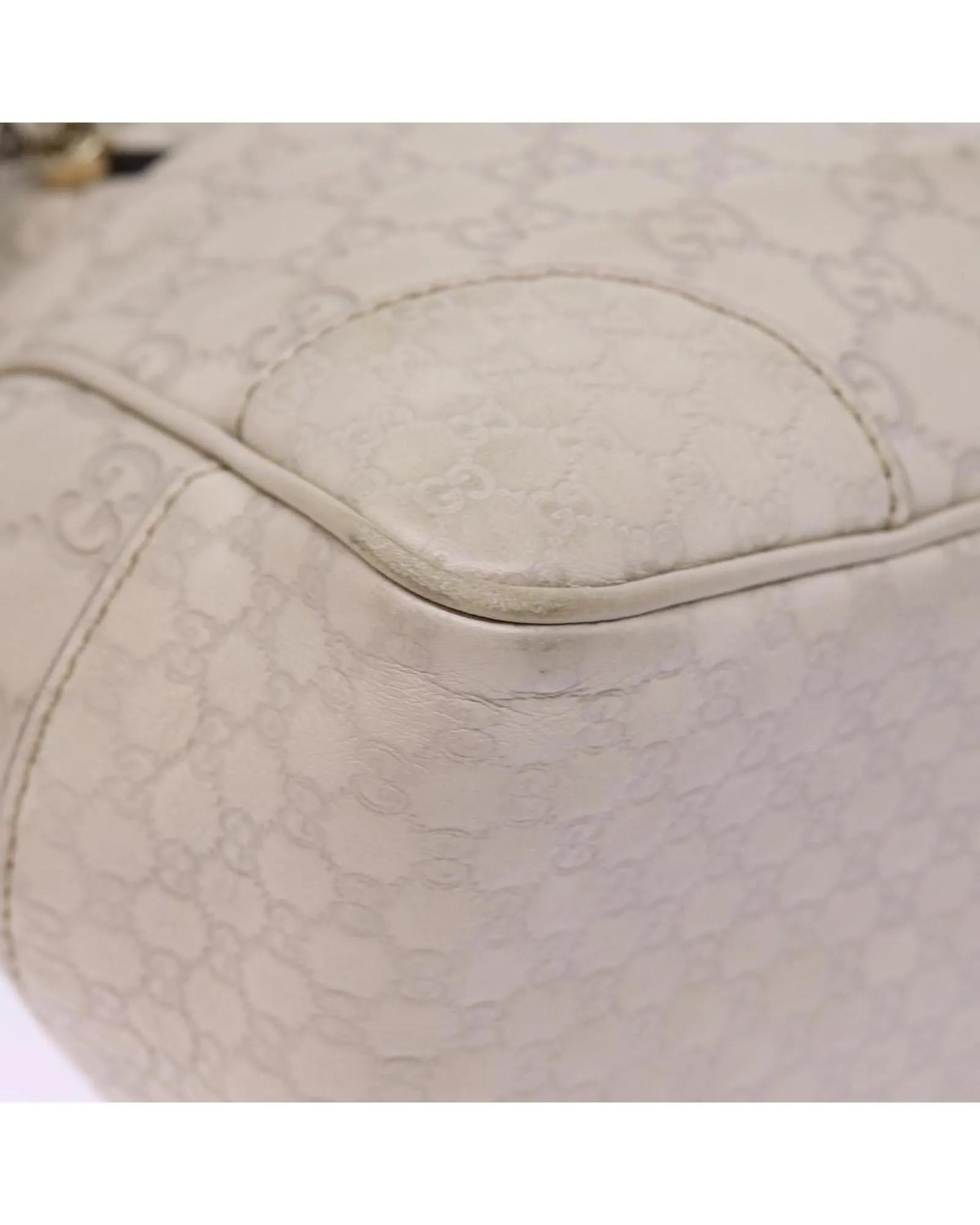 GUCCI GG Plus Tote Beige Leather Handbag