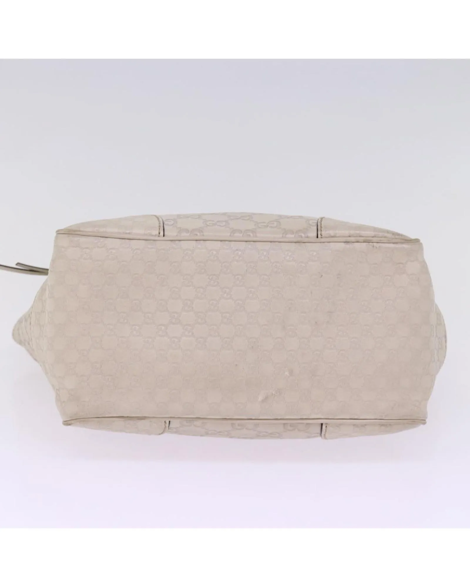 GUCCI GG Plus Tote Beige Leather Handbag