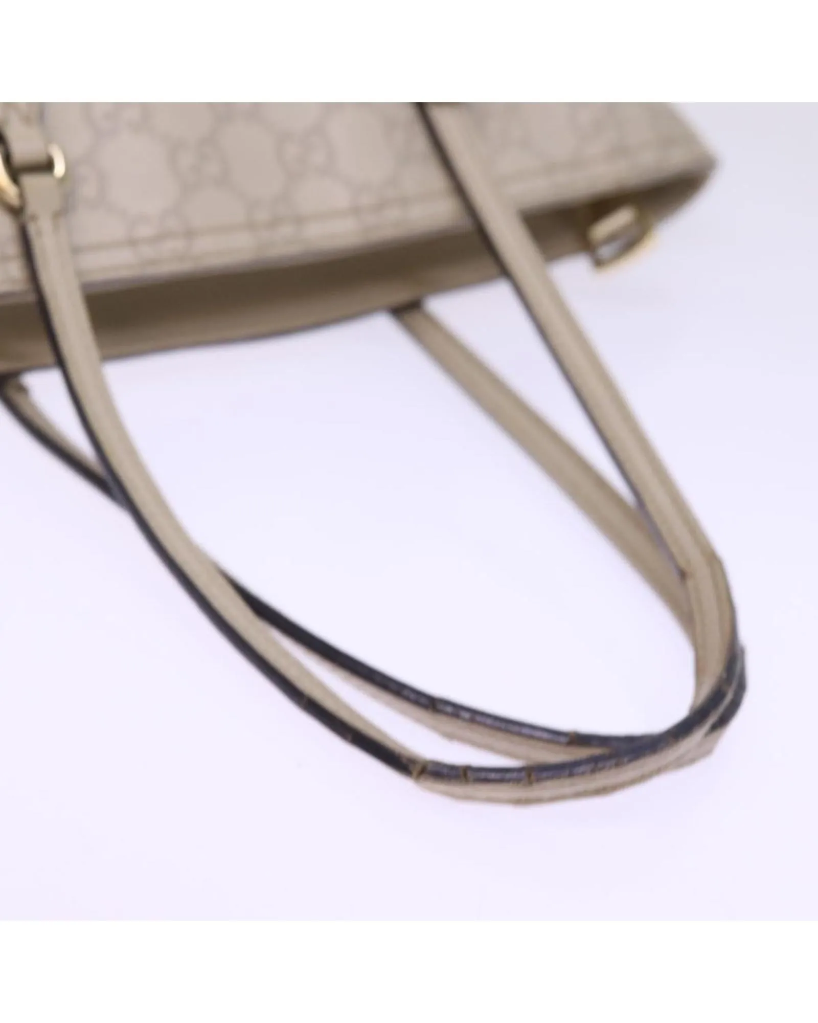 GUCCI GG Plus Tote Beige Leather Handbag