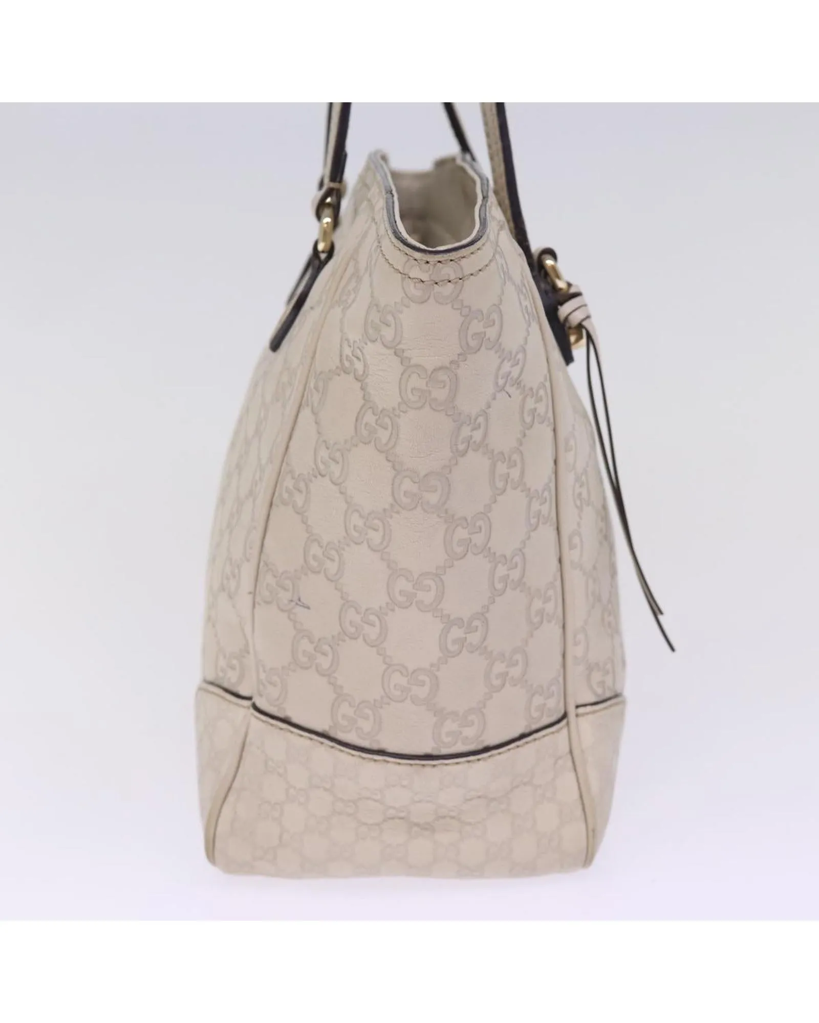 GUCCI GG Plus Tote Beige Leather Handbag