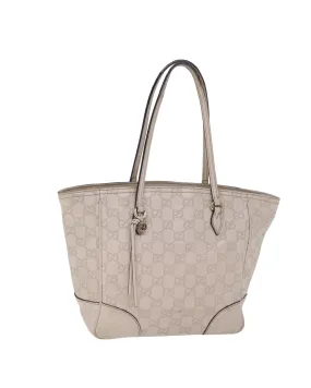 GUCCI GG Plus Tote Beige Leather Handbag