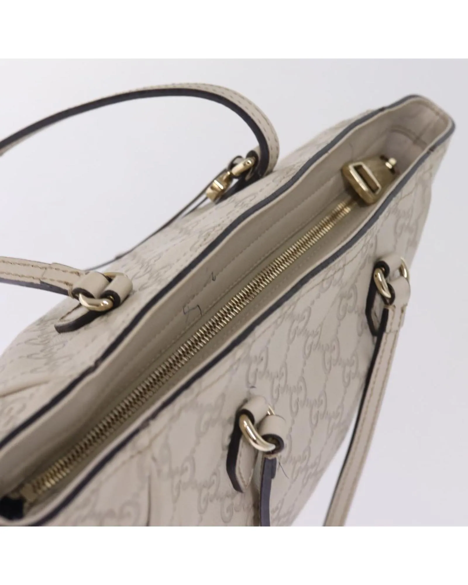 GUCCI GG Plus Tote Beige Leather Handbag