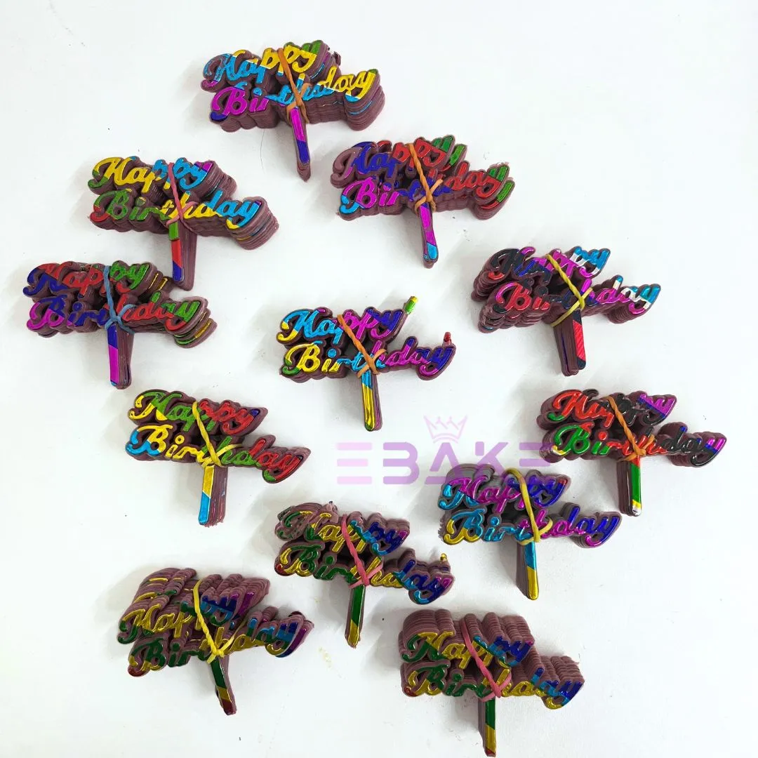 Happy Birthday Mini Topper Plastic (Set of 120 Pieces)